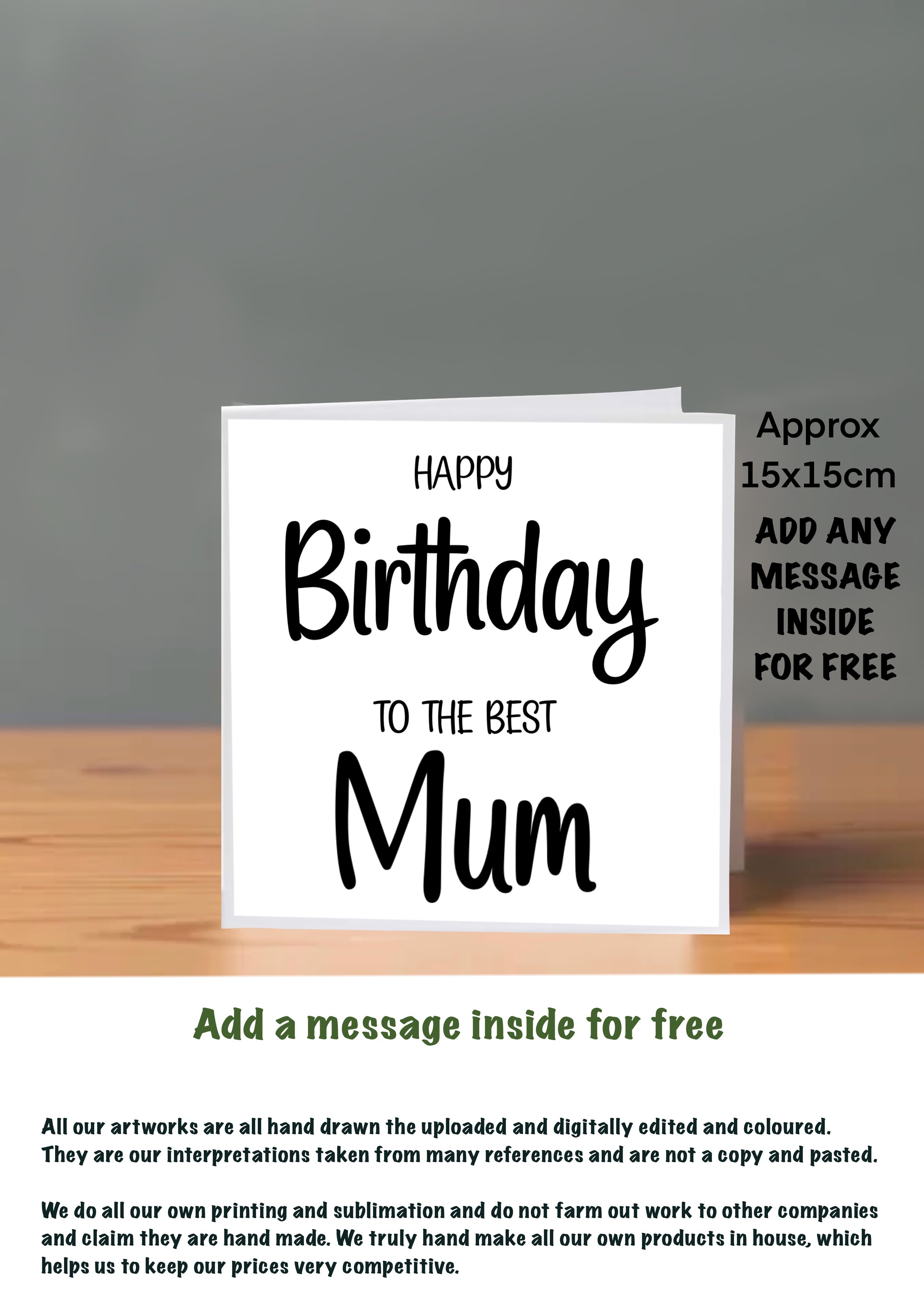 Family Birthday Cards 15x15 Mum