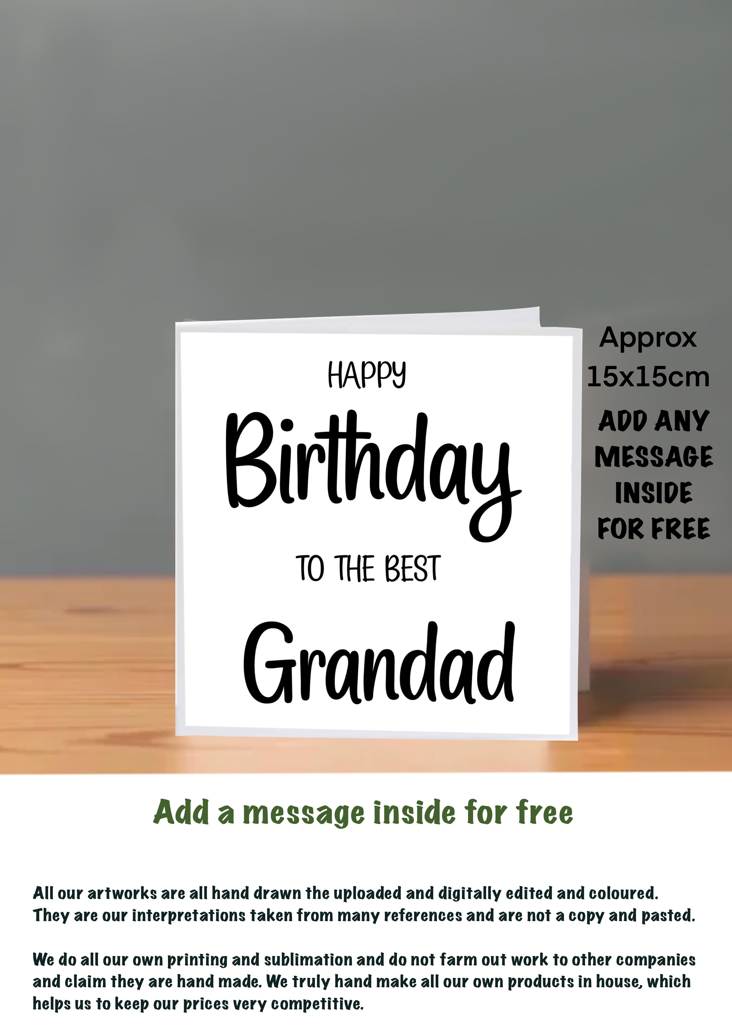 Family Birthday Cards 15x15 Grandad