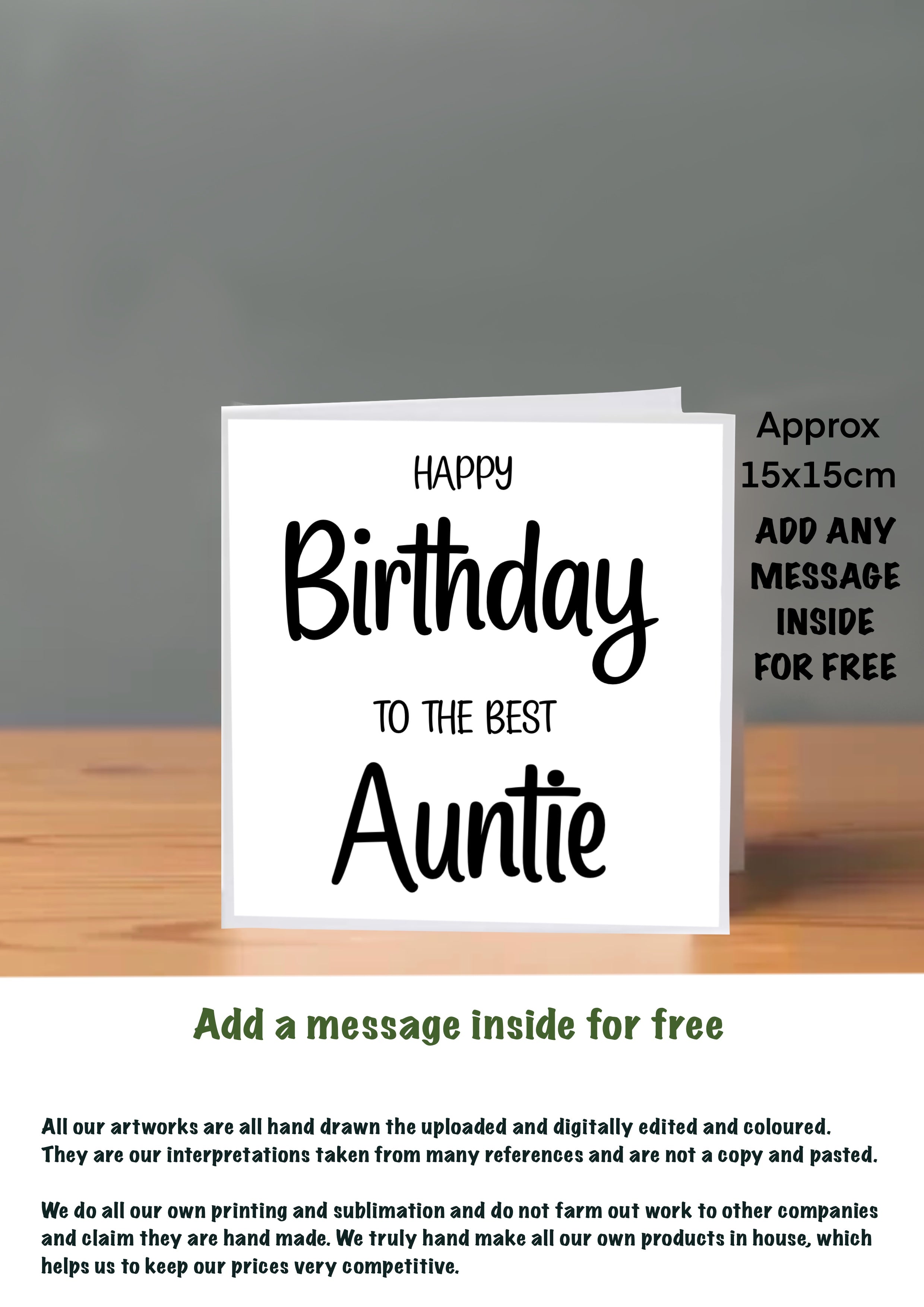 Family Birthday Cards 15x15 Auntie