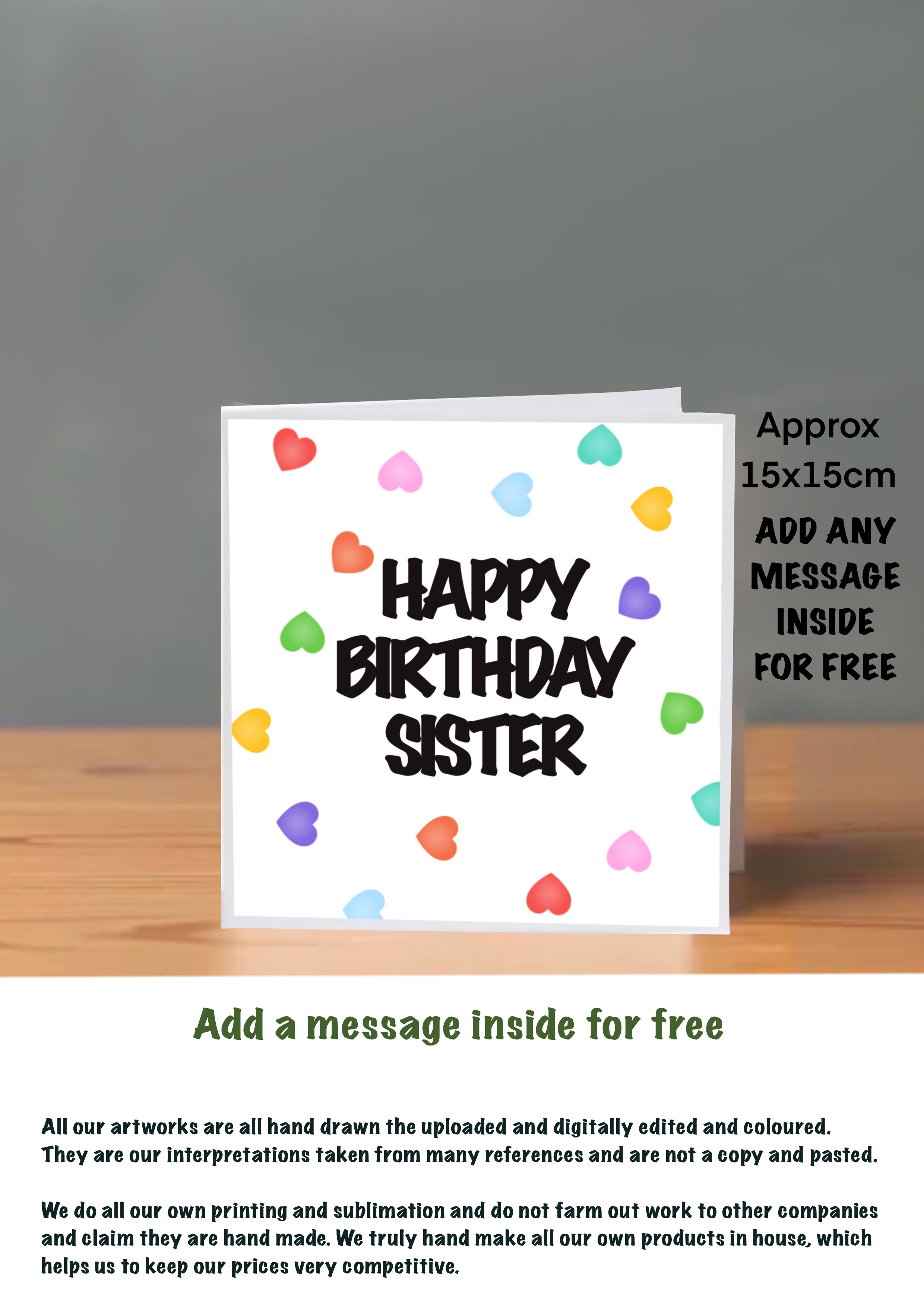 Family Birthday Cards 15x15 Sister