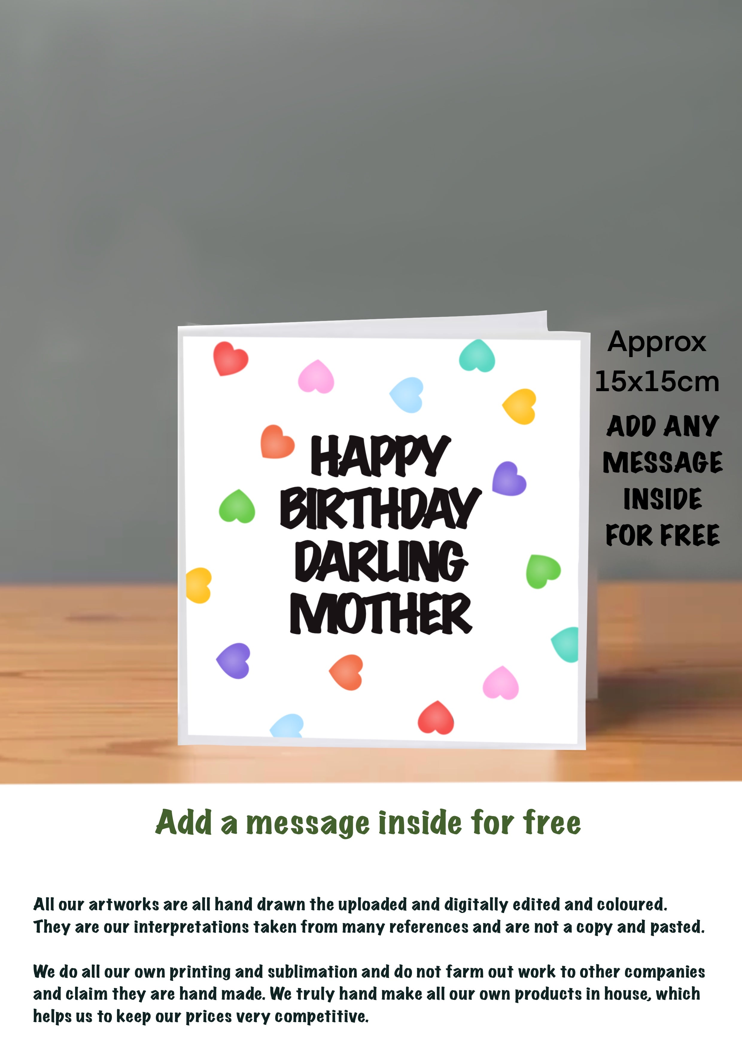 Family Birthday Cards 15x15 Mother