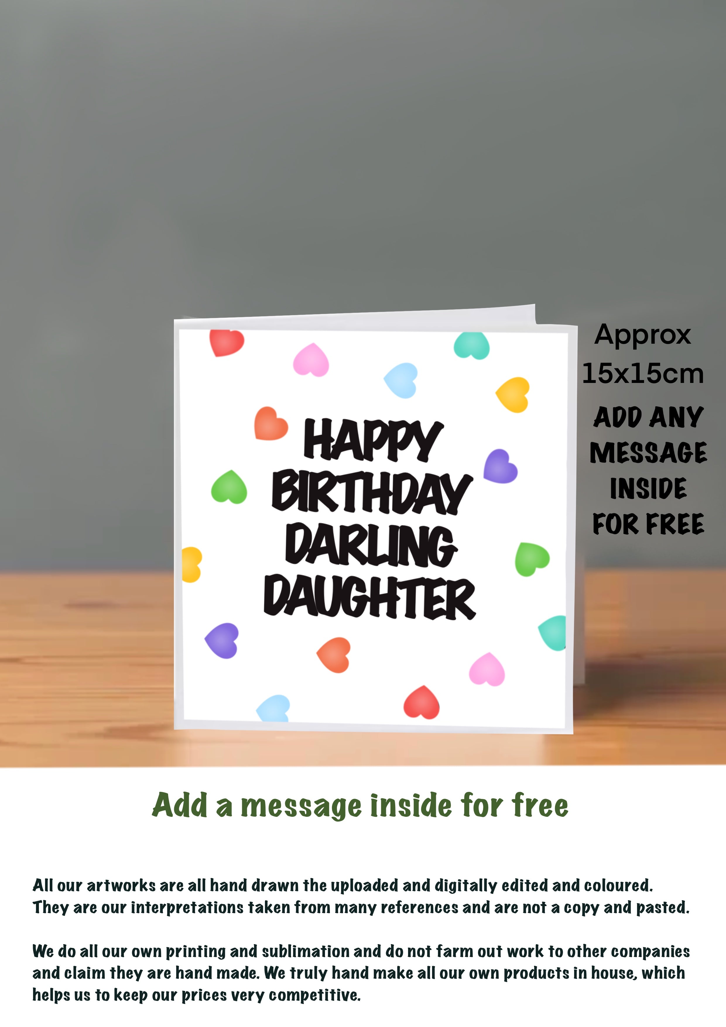 Family Birthday Cards 15x15 Daughter