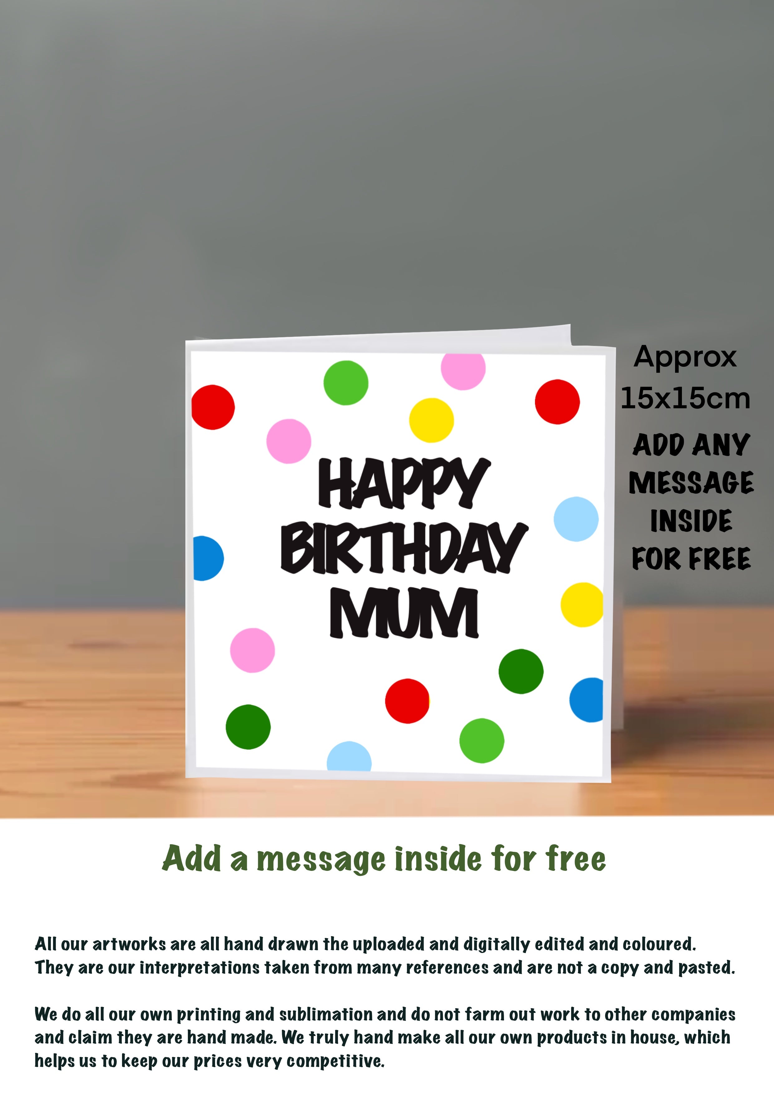 Family Birthday Cards 15x15 Mum