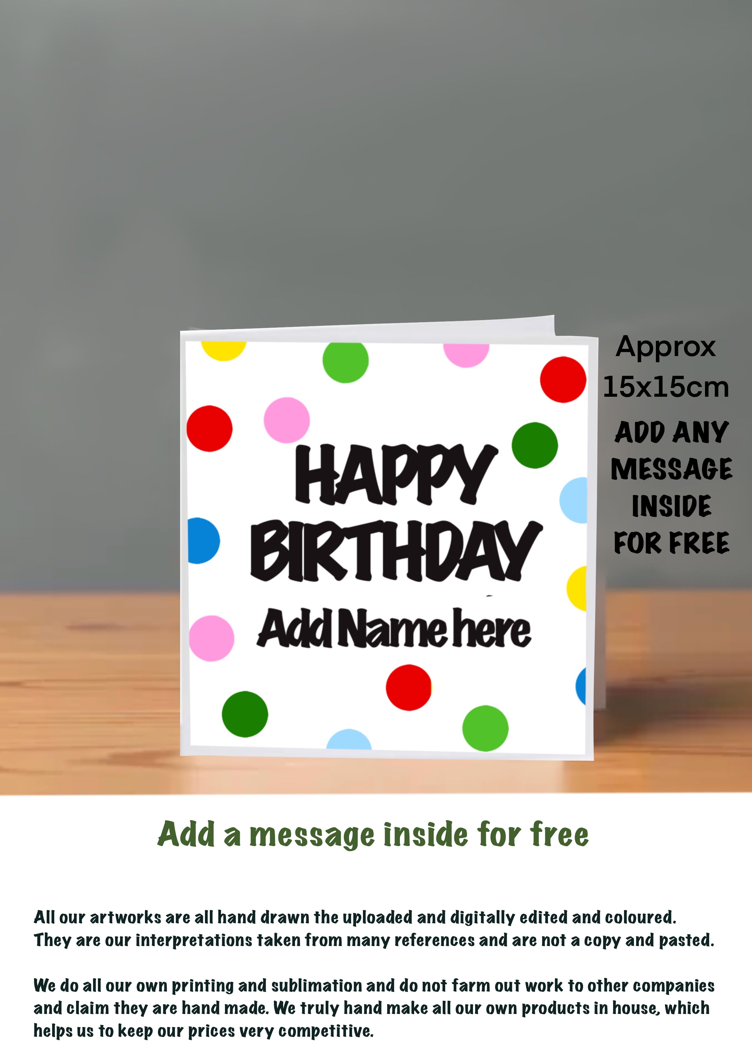 Family Birthday Cards 15x15 add name