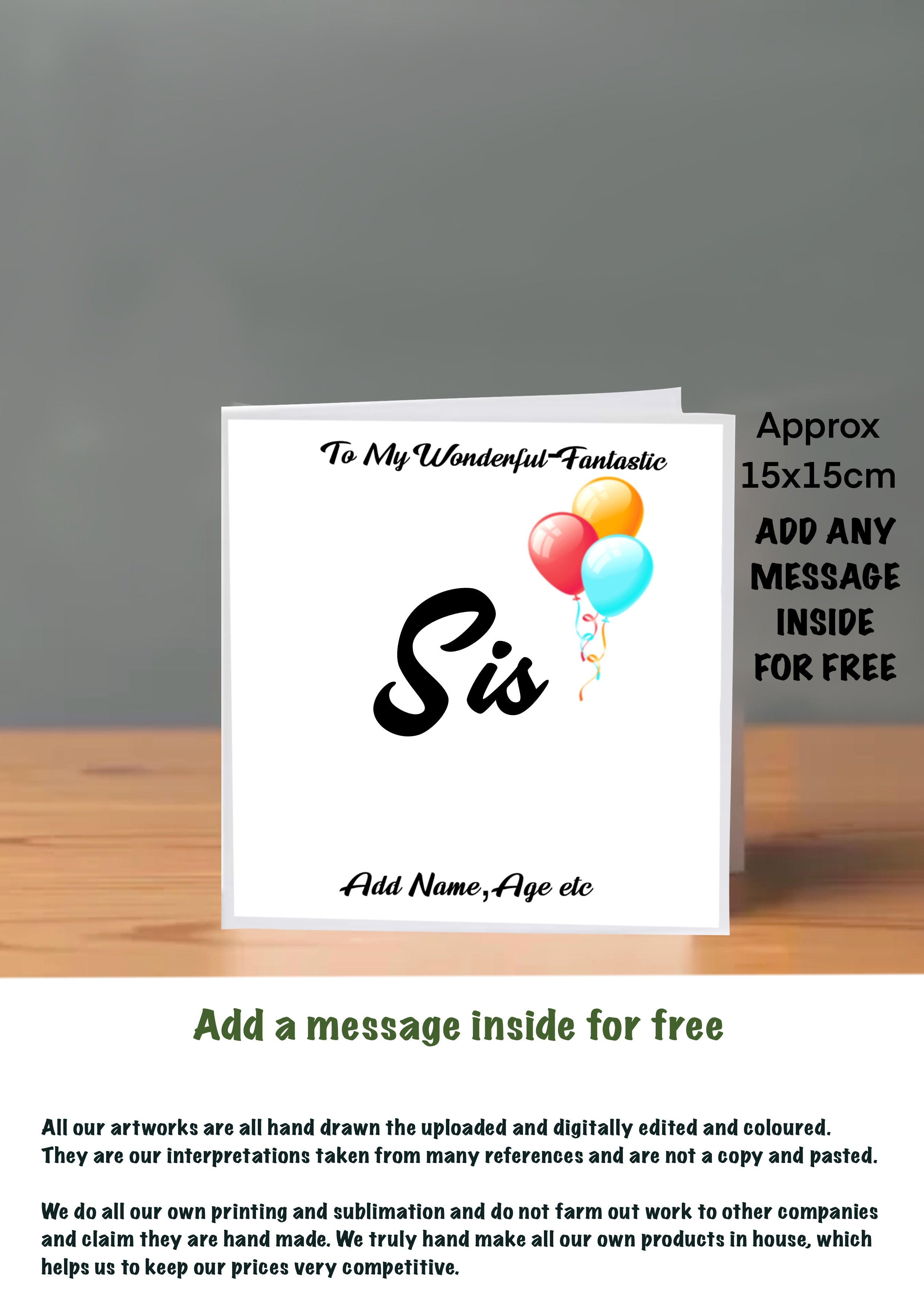Family Birthday Cards 15x15 Sis