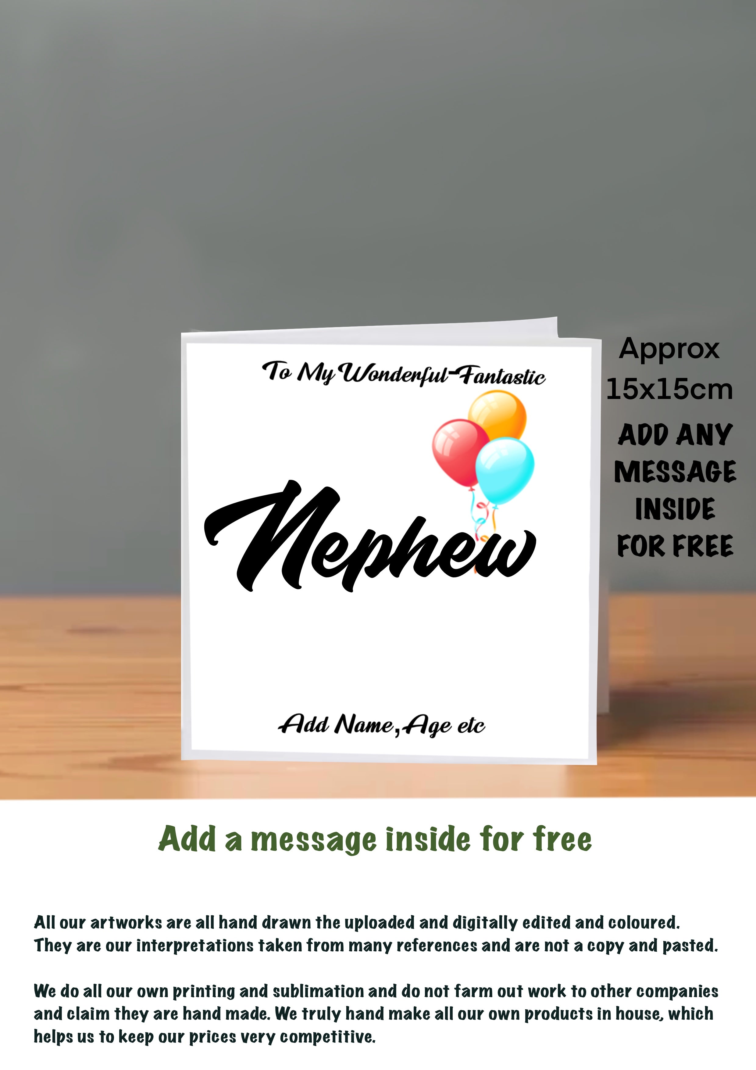 Family Birthday Cards 15x15 Nephew