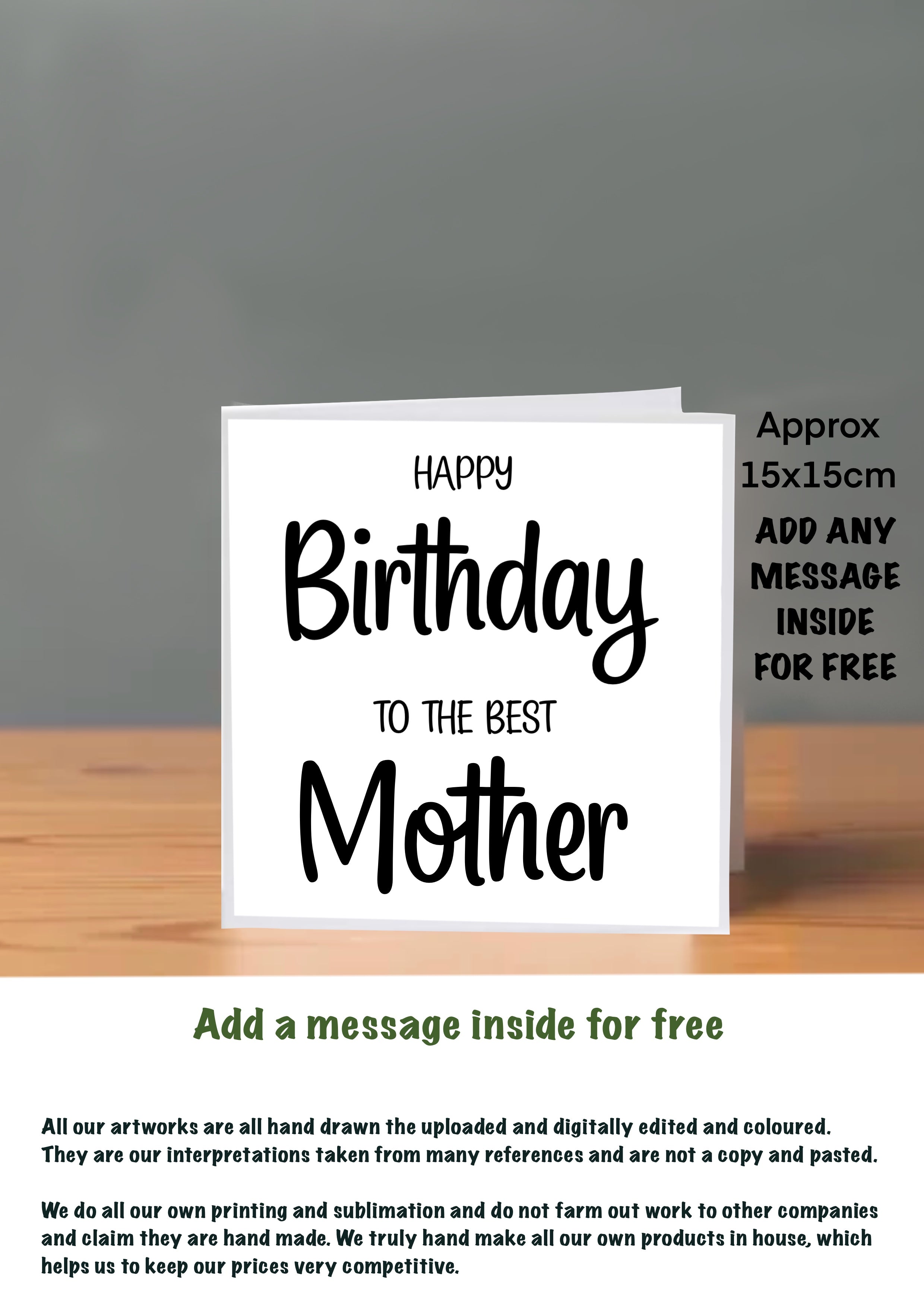 Family Birthday Cards 15x15 Mother