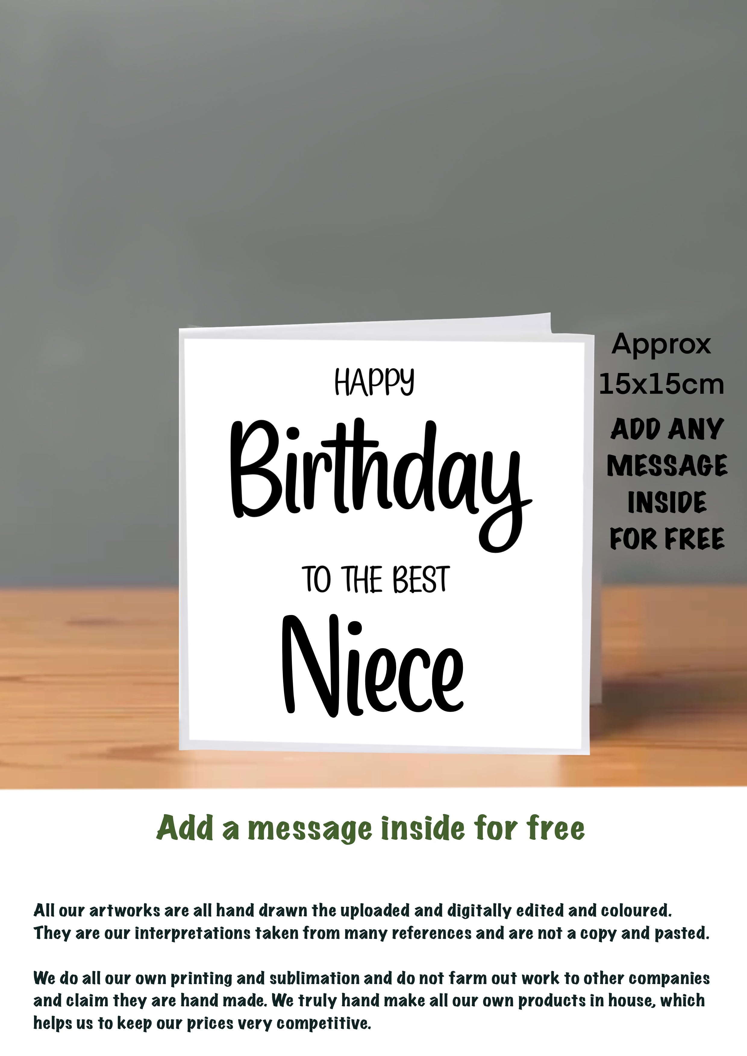 Family Birthday Cards 15x15 Niece