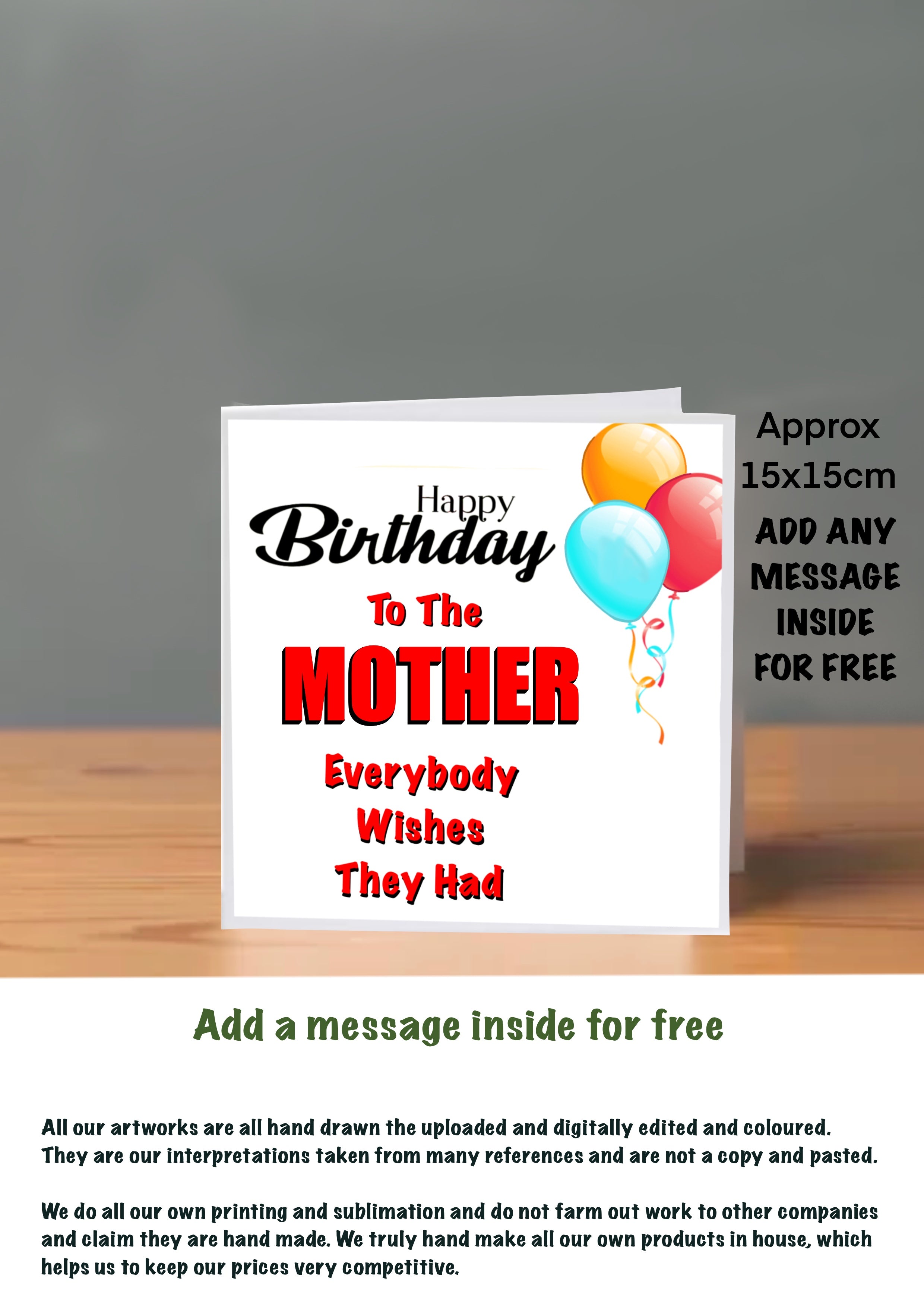Family Birthday Cards 15x15 Mother