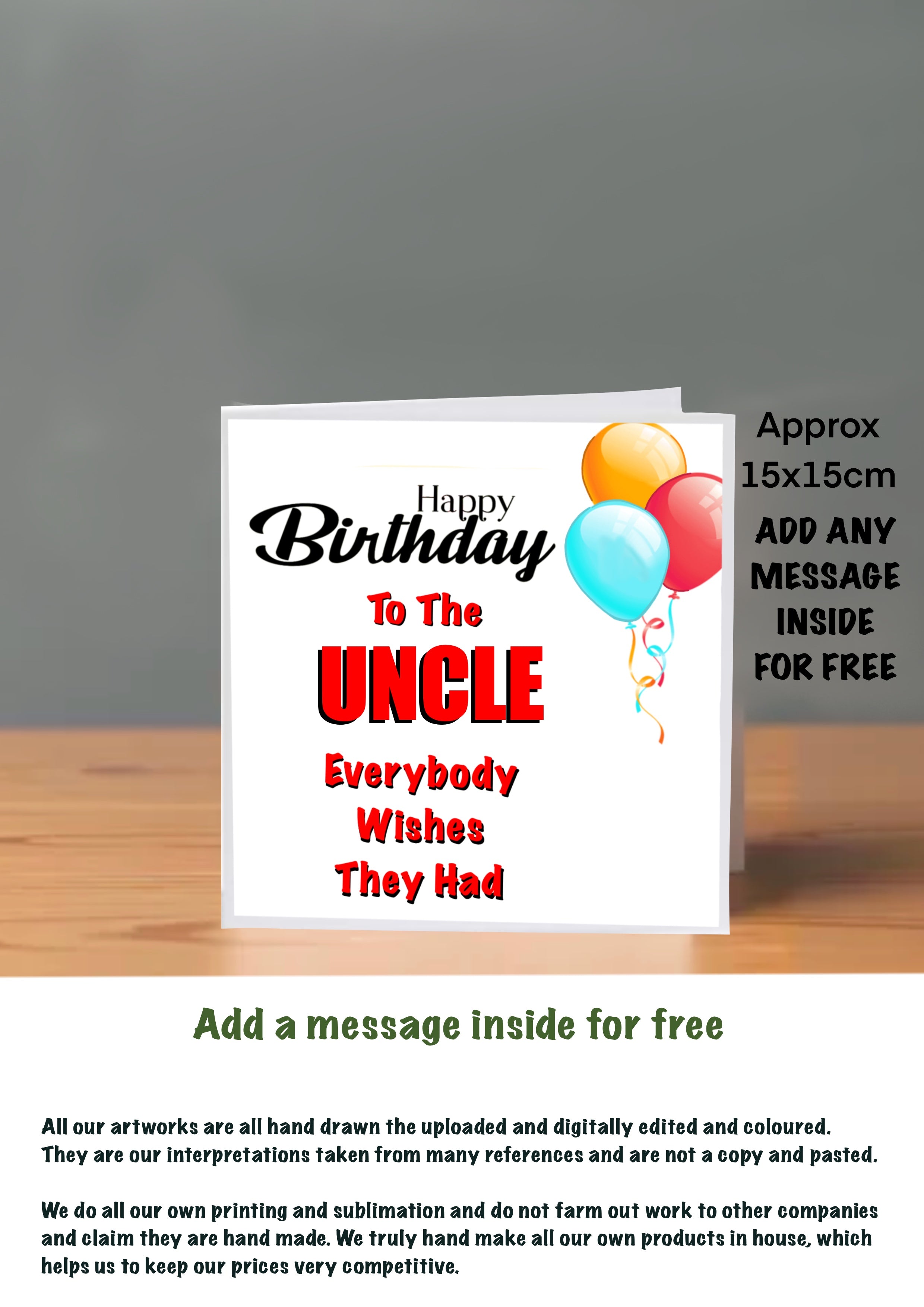 Family Birthday Cards 15x15 Uncle