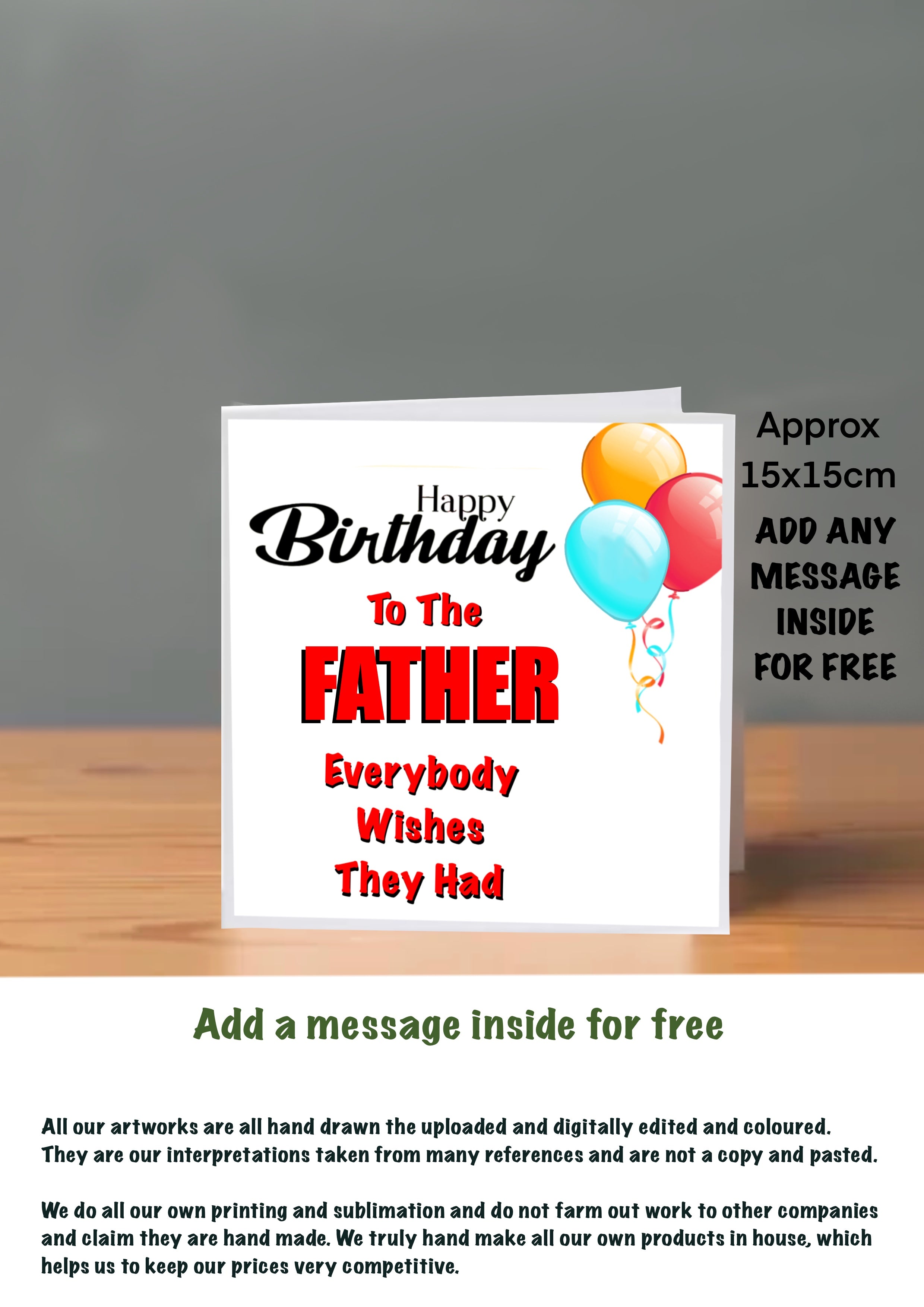 Family Birthday Cards 15x15 Father