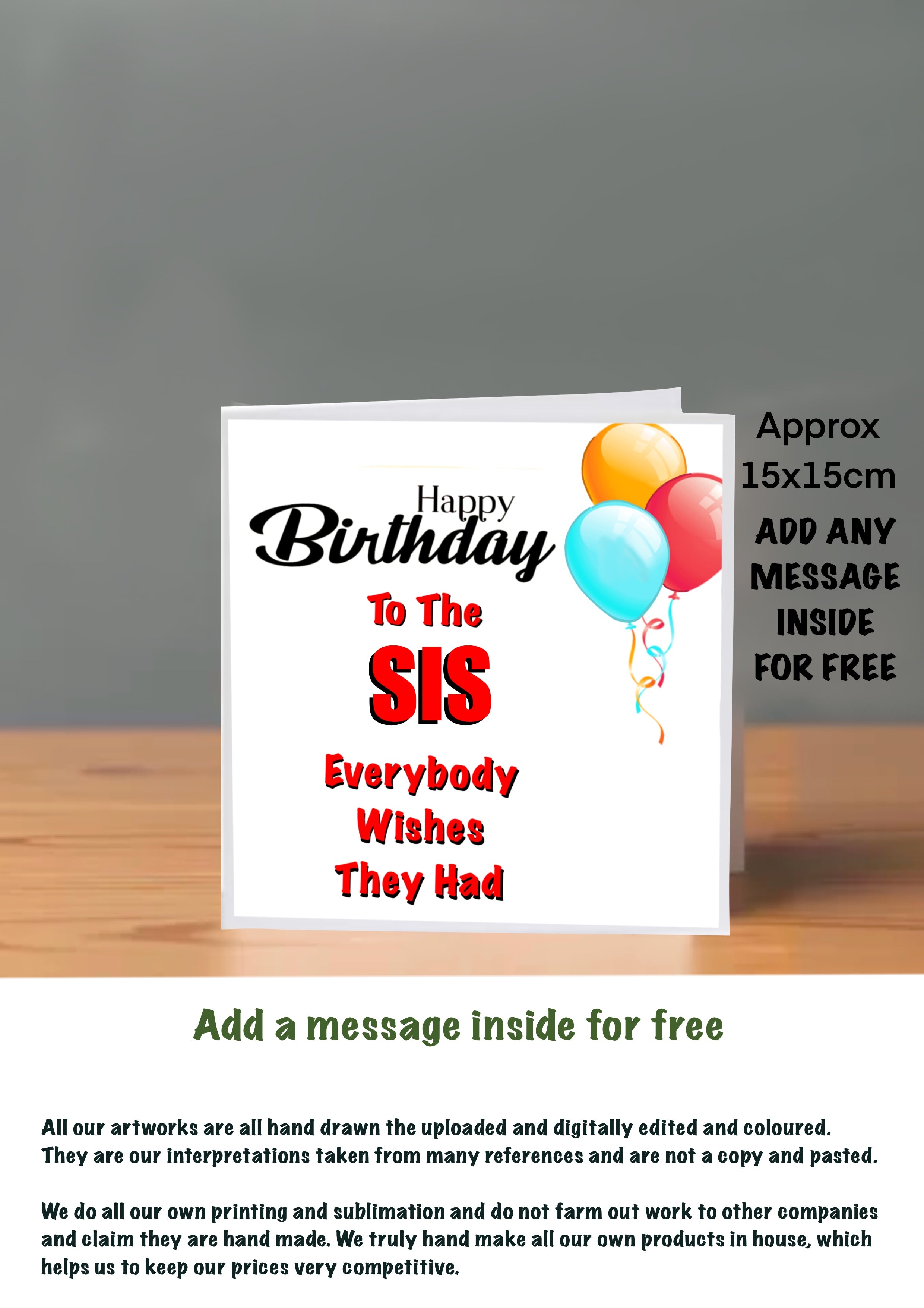 Family Birthday Cards 15x15 Sis