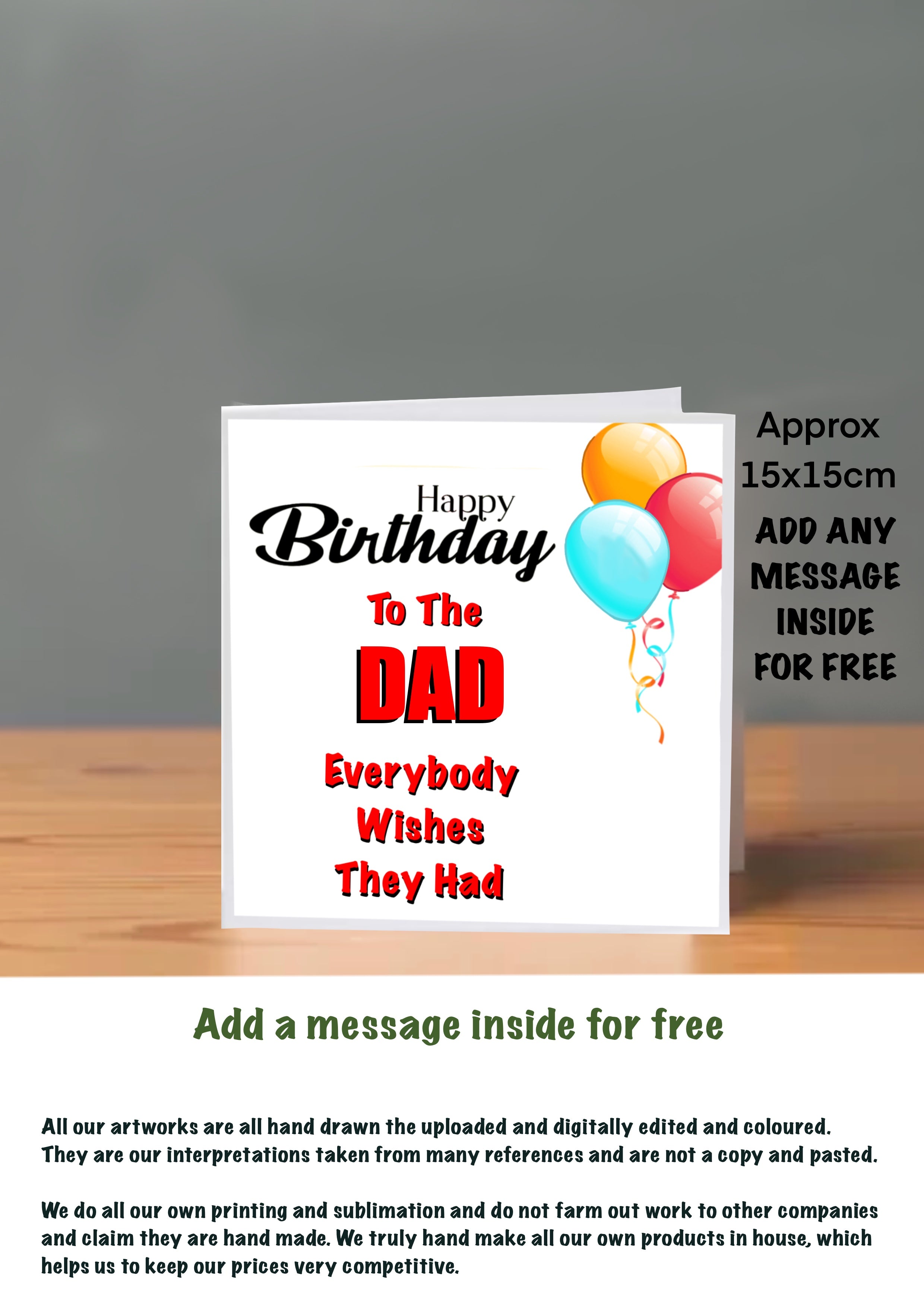 Family Birthday Cards 15x15 Dad