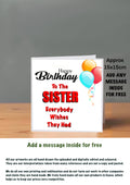 Family Birthday Cards 15x15 Sister