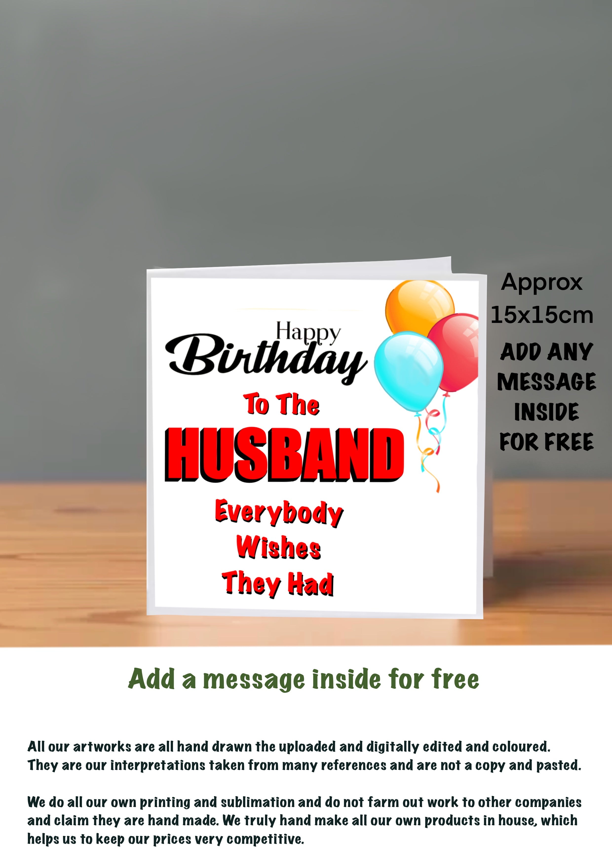 Family Birthday Cards 15x15 Husband