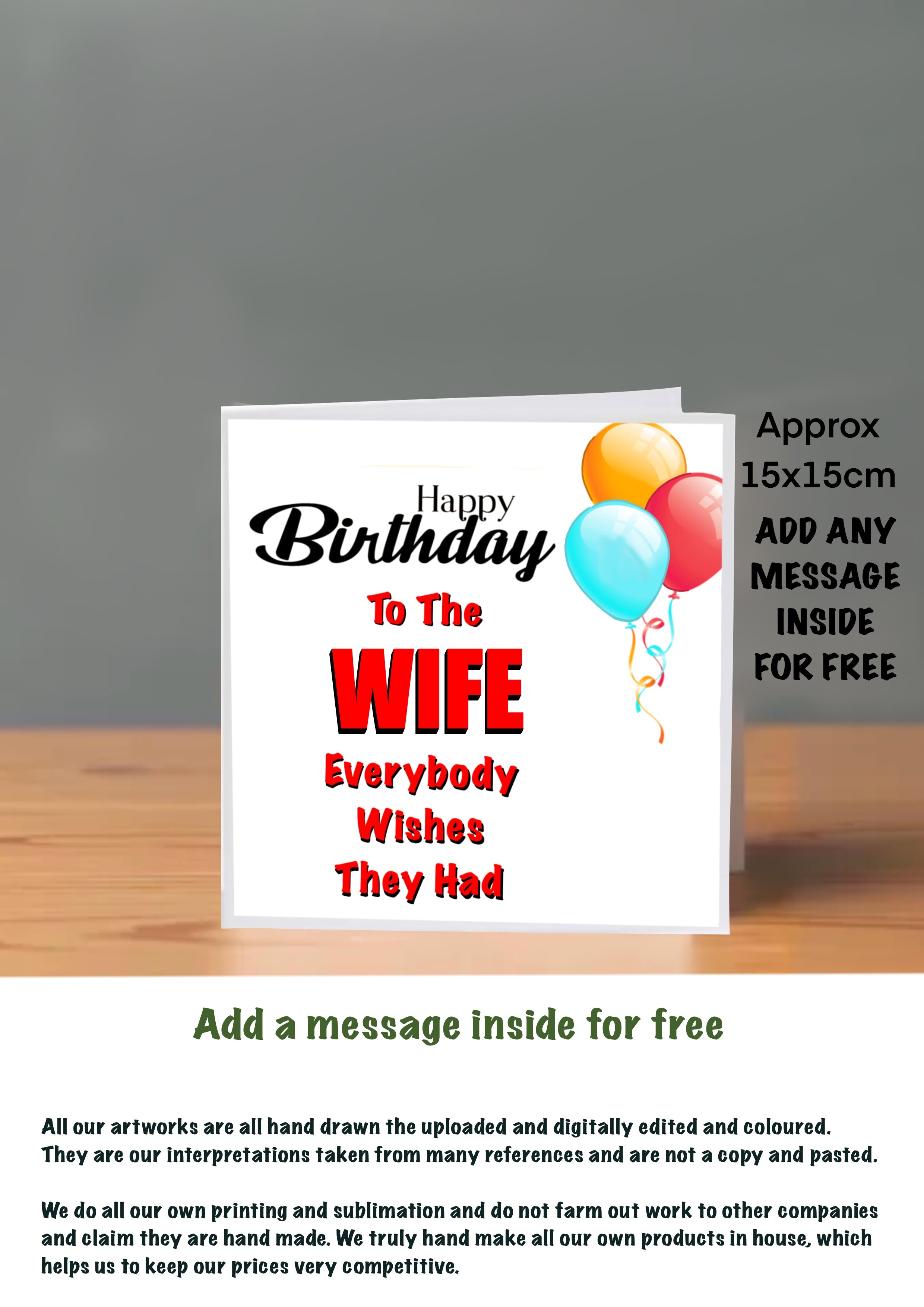 Family Birthday Cards 15x15 Wife