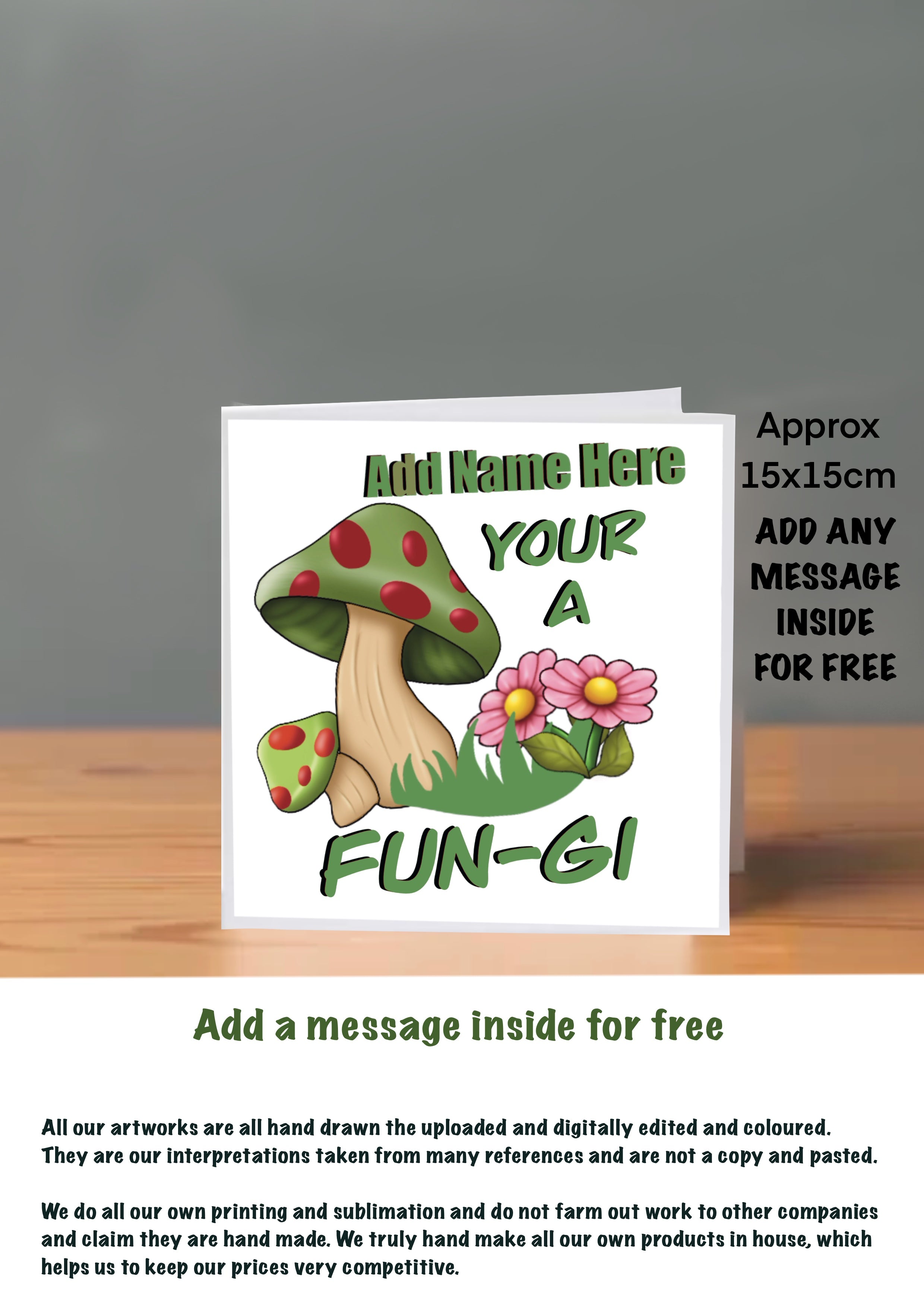 Mushroom Birthday Cards 15x15 fun-gi