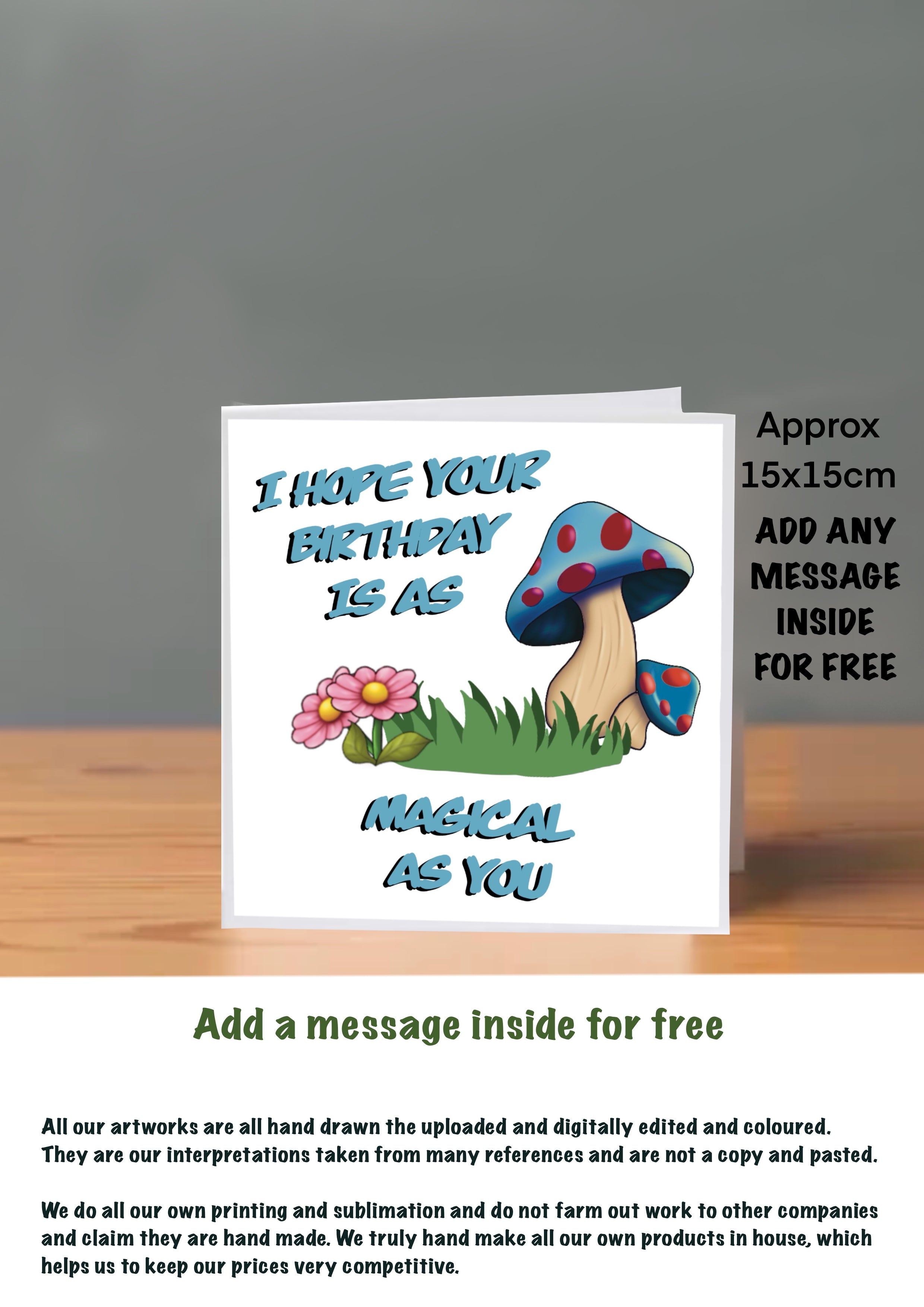 Mushroom Birthday Cards 15x15 magical