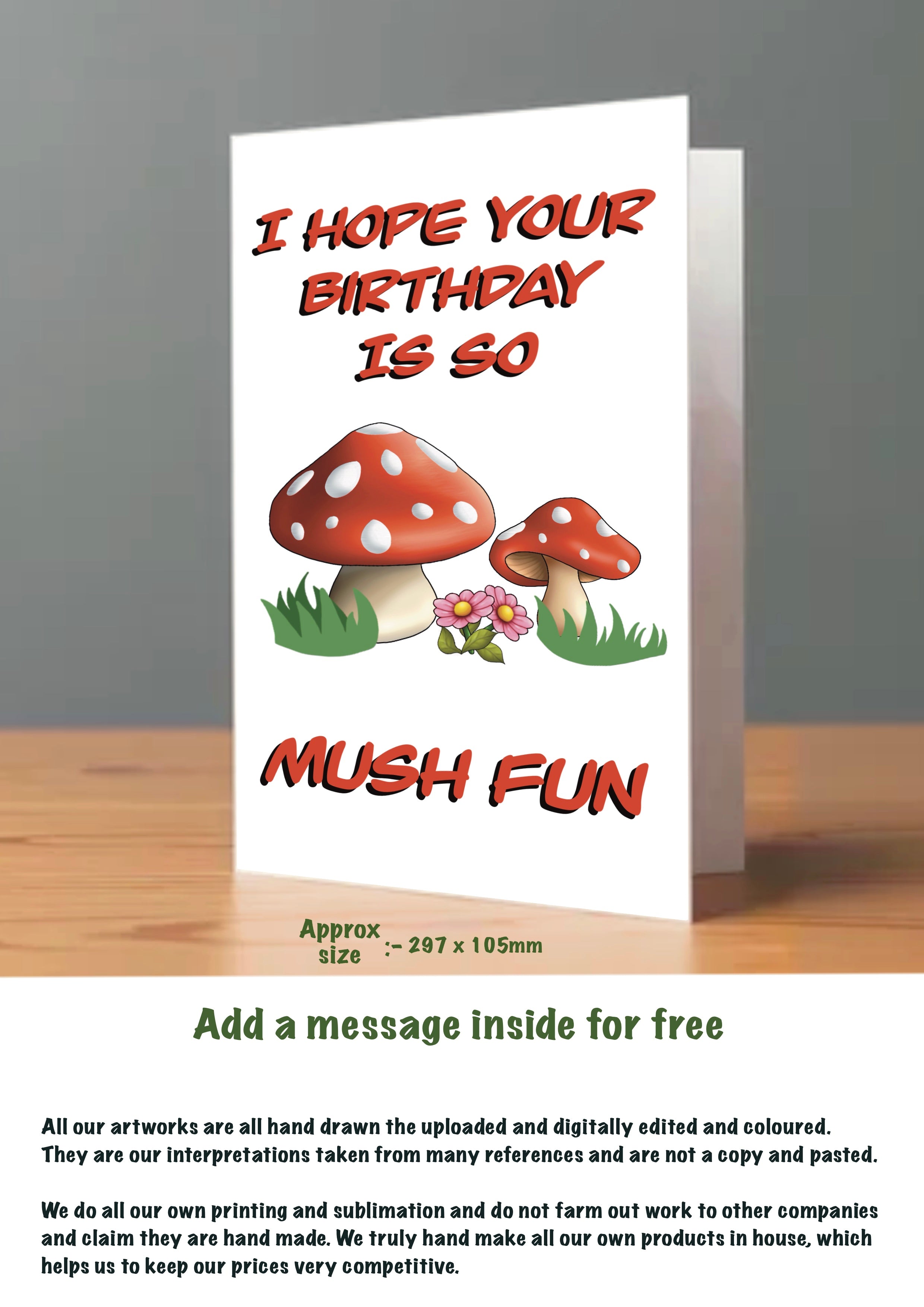 Large Mushroom Birthday Cards