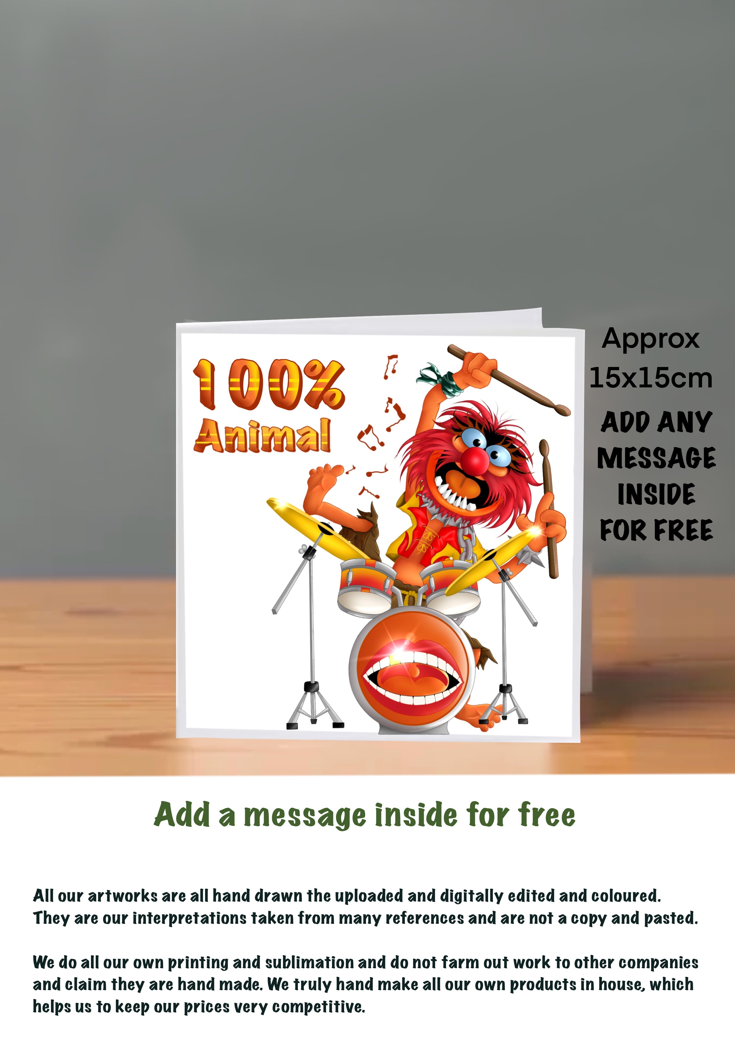 Muppet Cards 15x15  100% animal