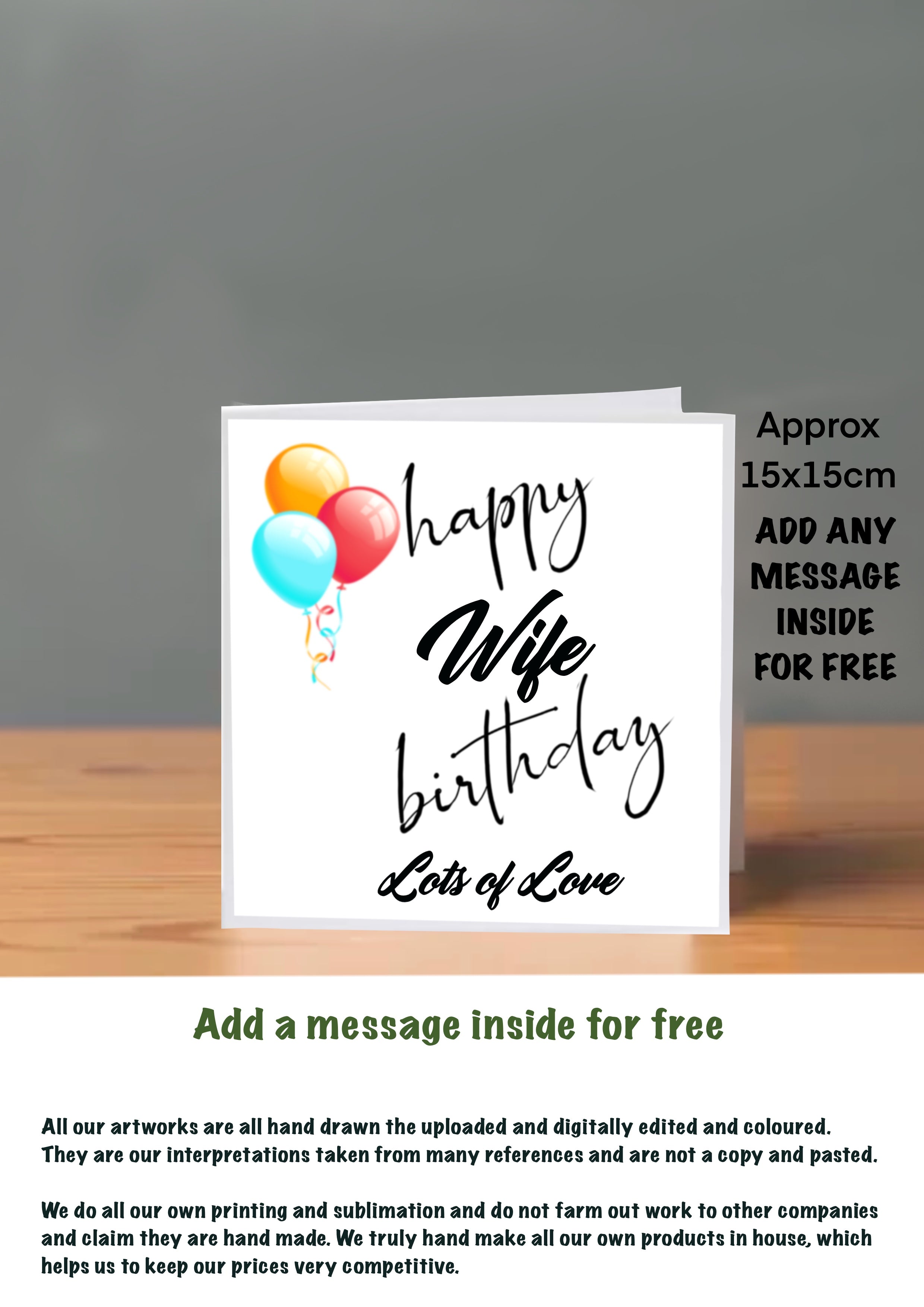 Family Birthday Cards 15x15 Wife