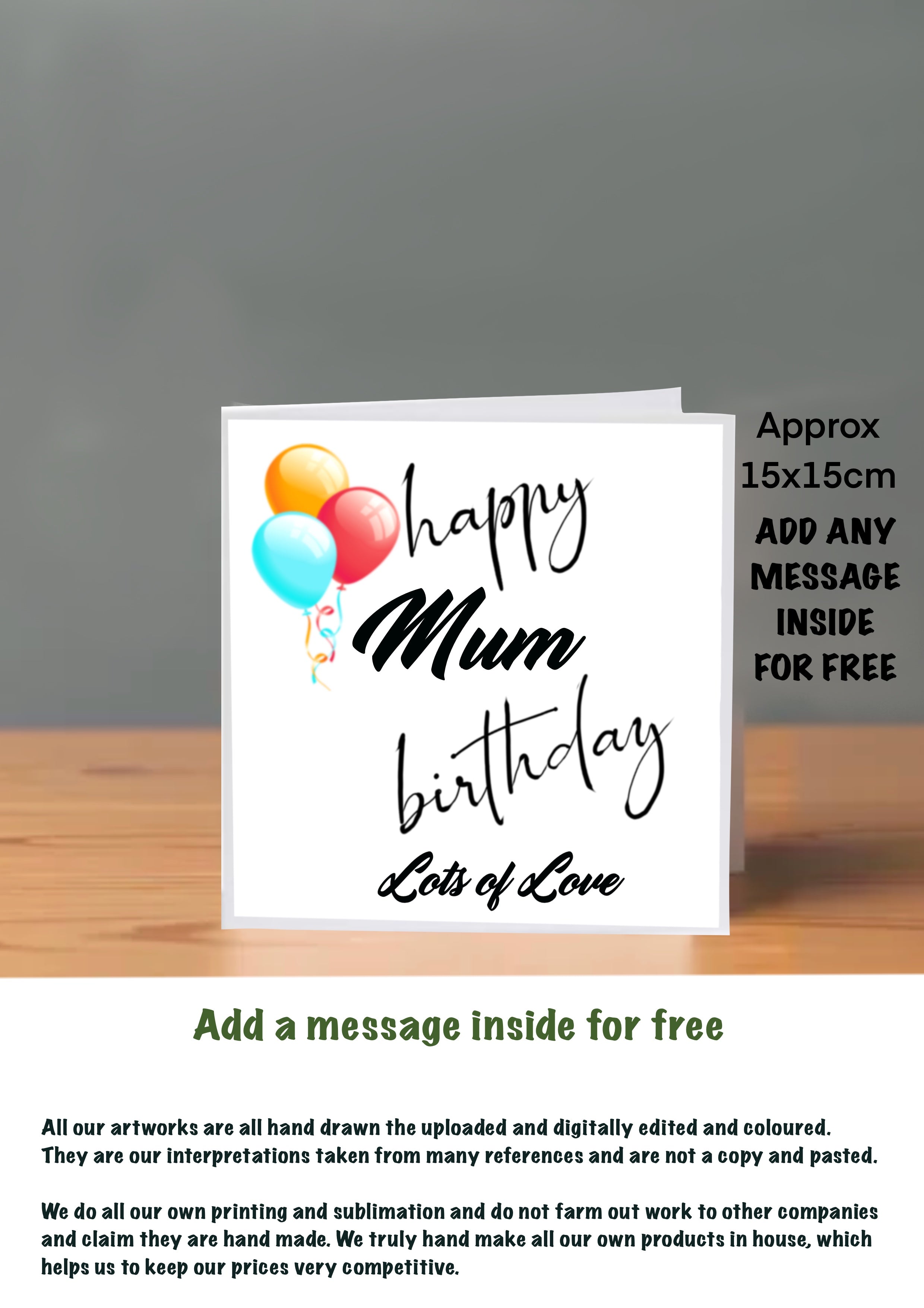 Family Birthday Cards 15x15 Mum