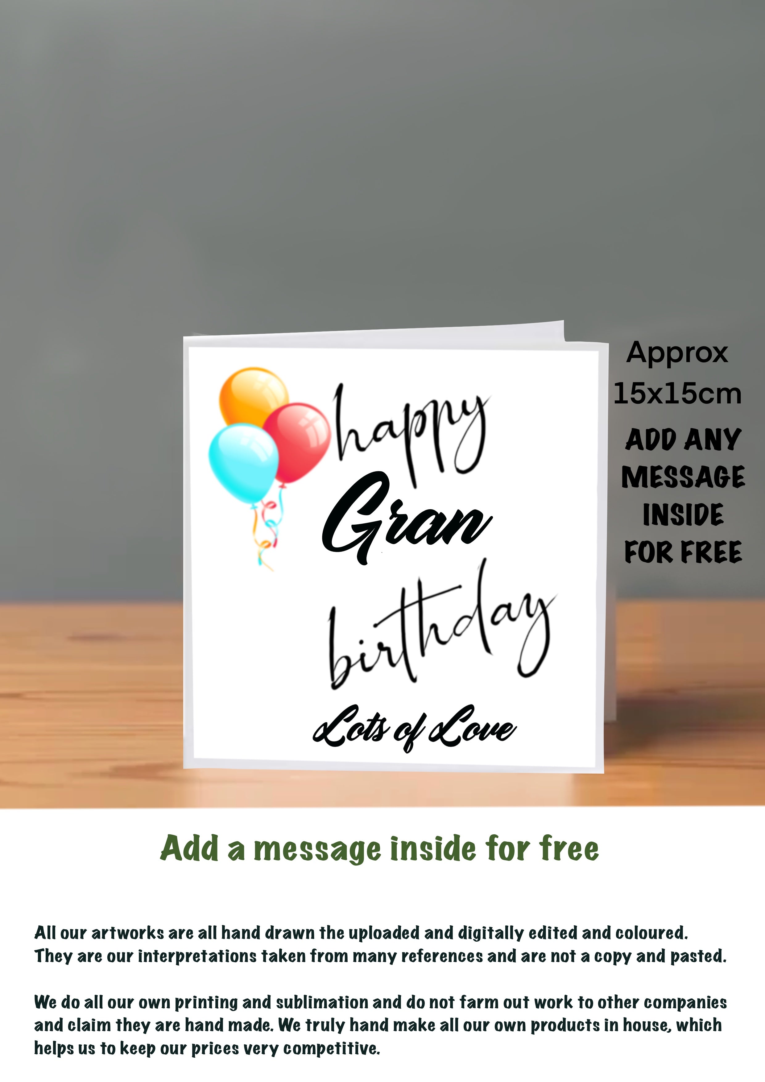 Family Birthday Cards 15x15 Gran