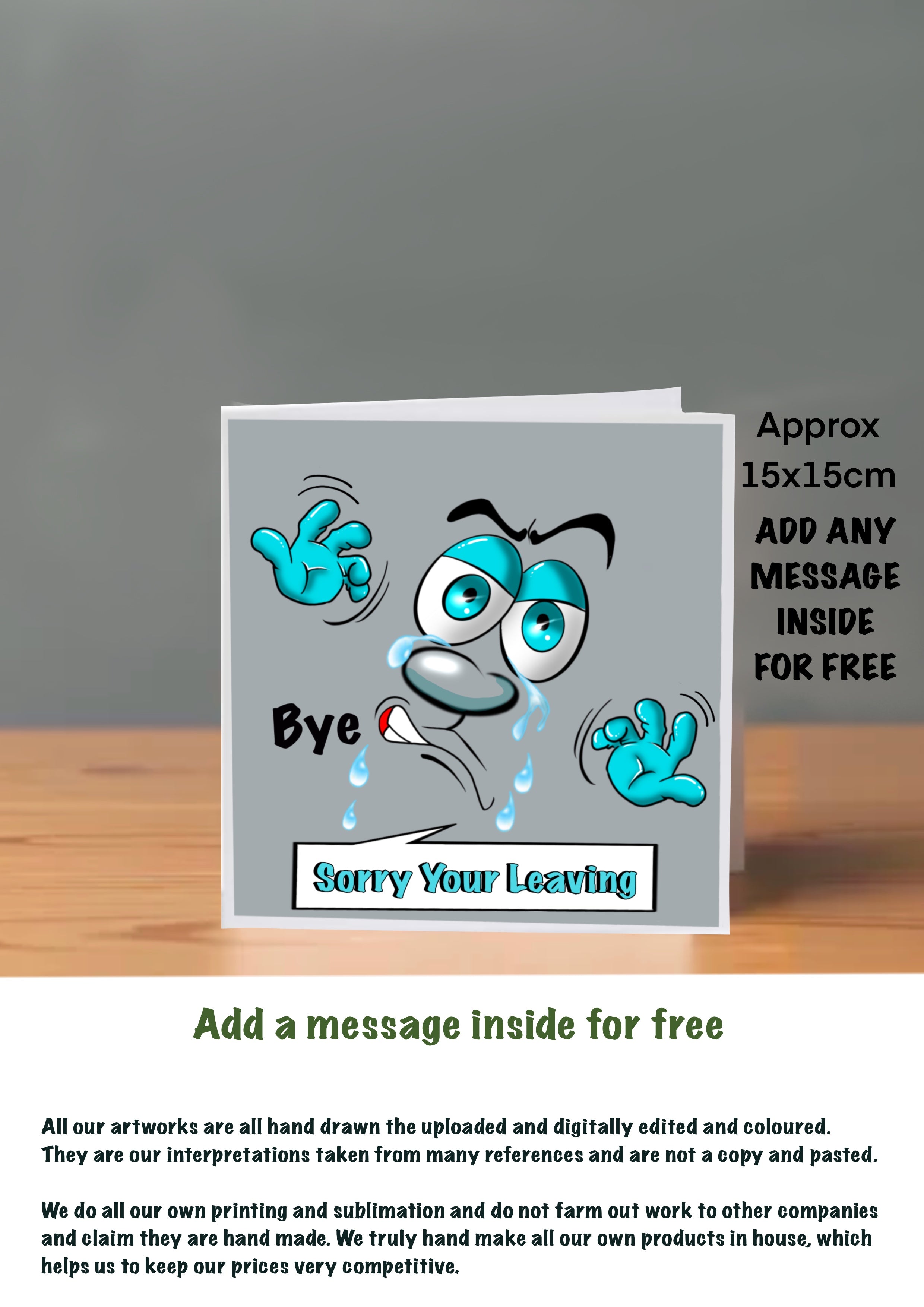Emoji Cards 15x15 sorry your leaving