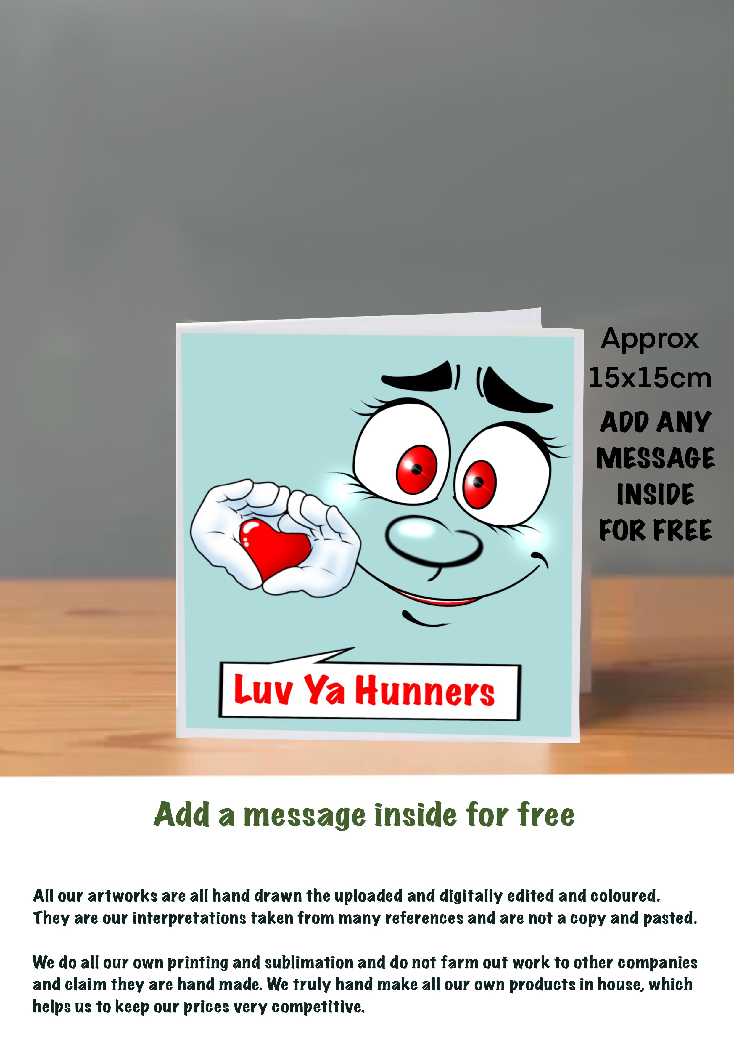 Emoji Cards 15x15 luv ya hunners
