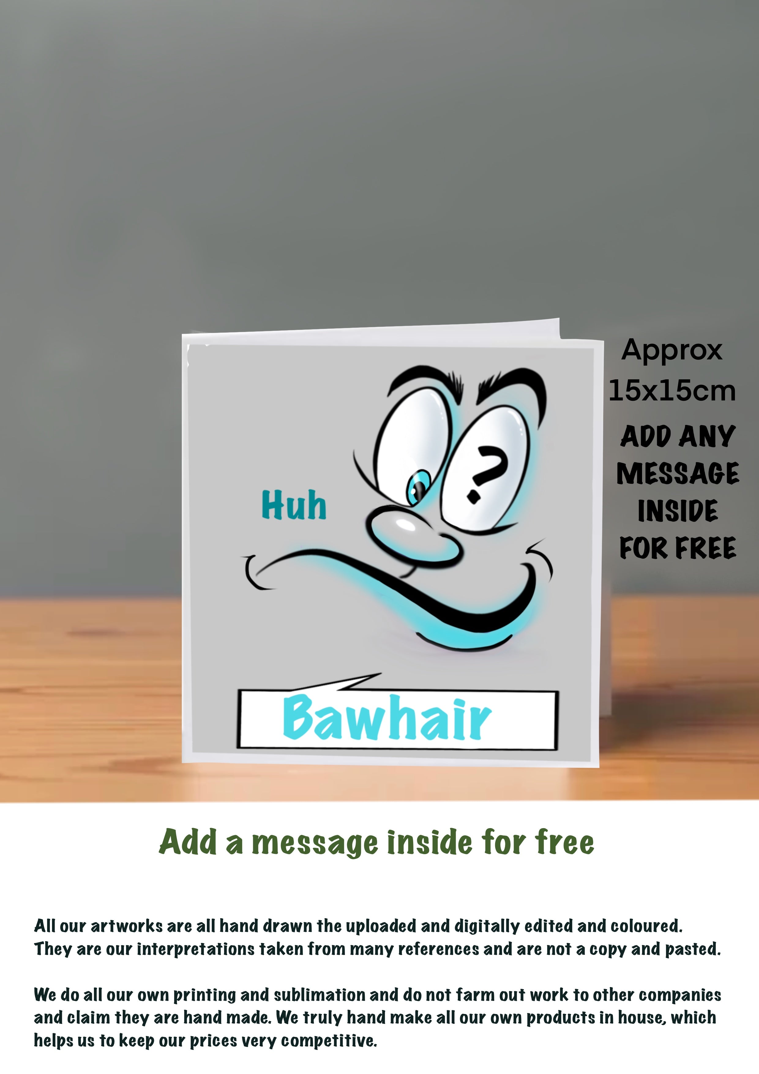 Emoji Cards 15x15 bawhair