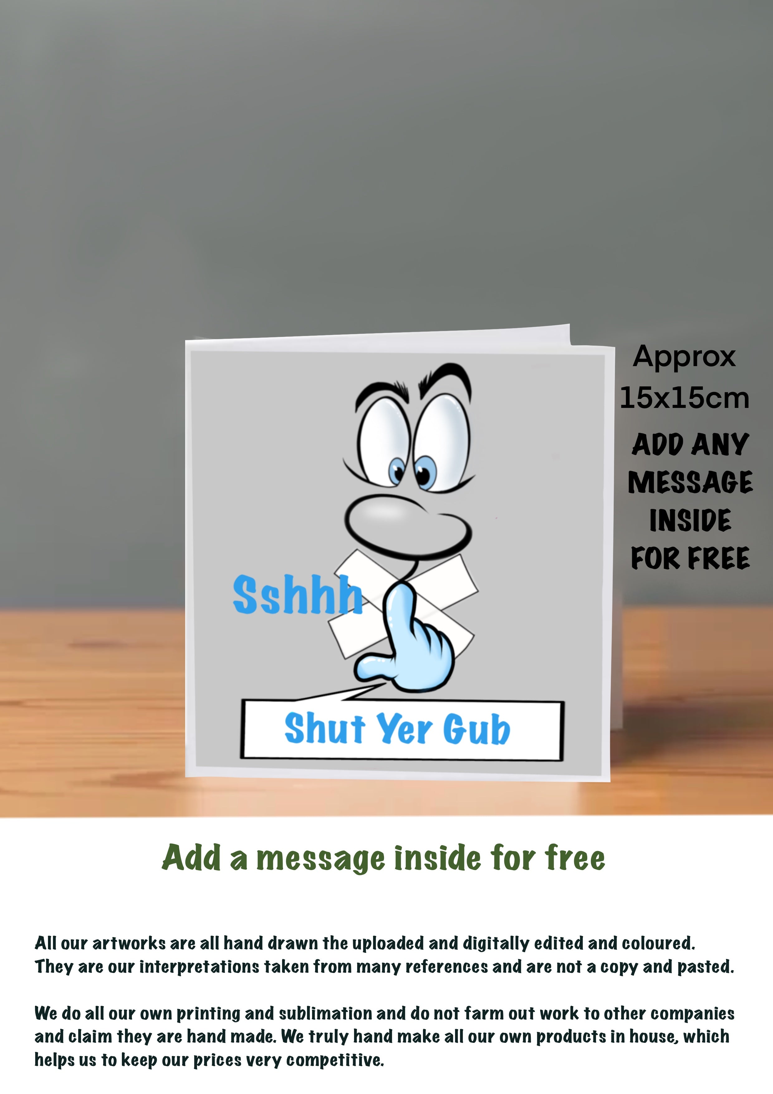 Emoji Cards 15x15 shut yer gub