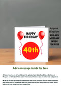 Age Cards  Happy Birthday 40th