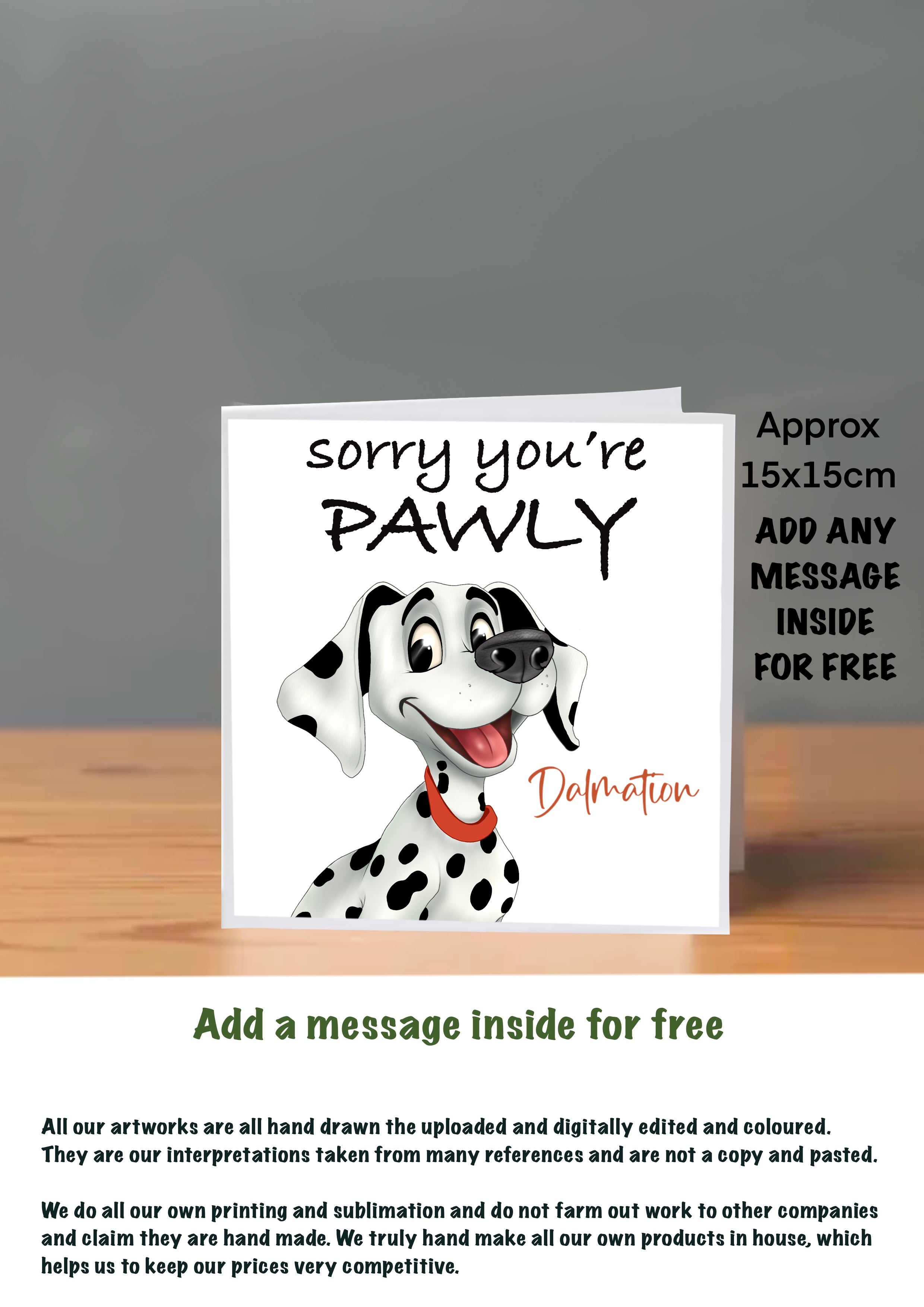 Dog Get Well Soon Cards 15x15 Dalmatian