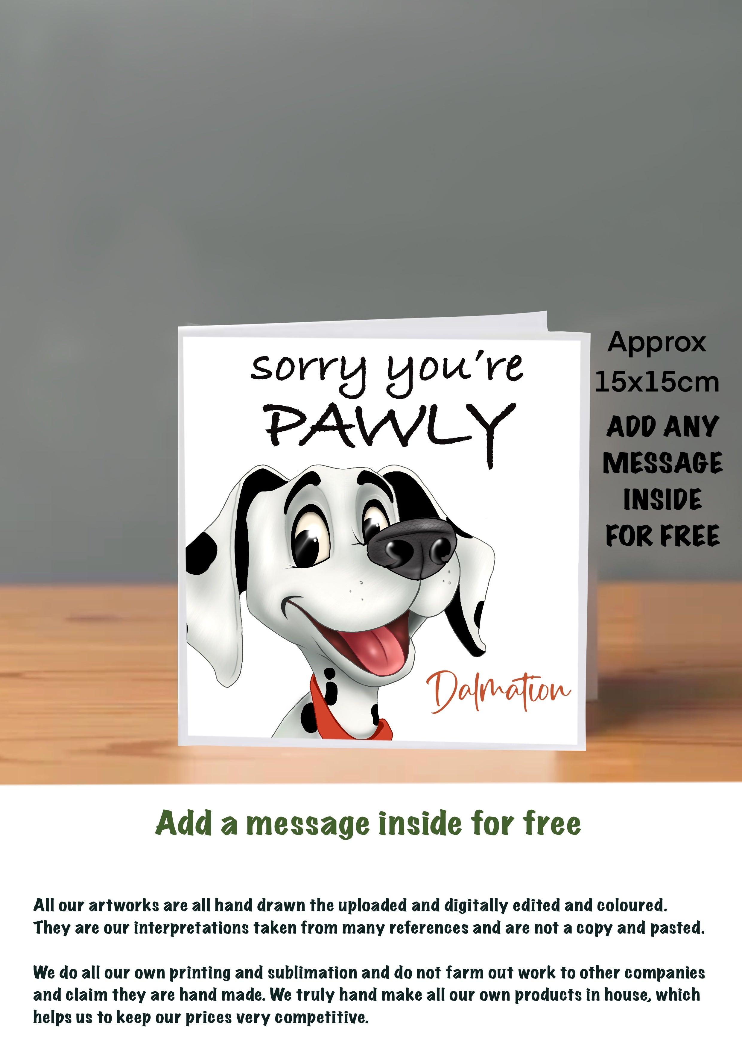 Dog Get Well Soon Cards 15x15 Dalmatian