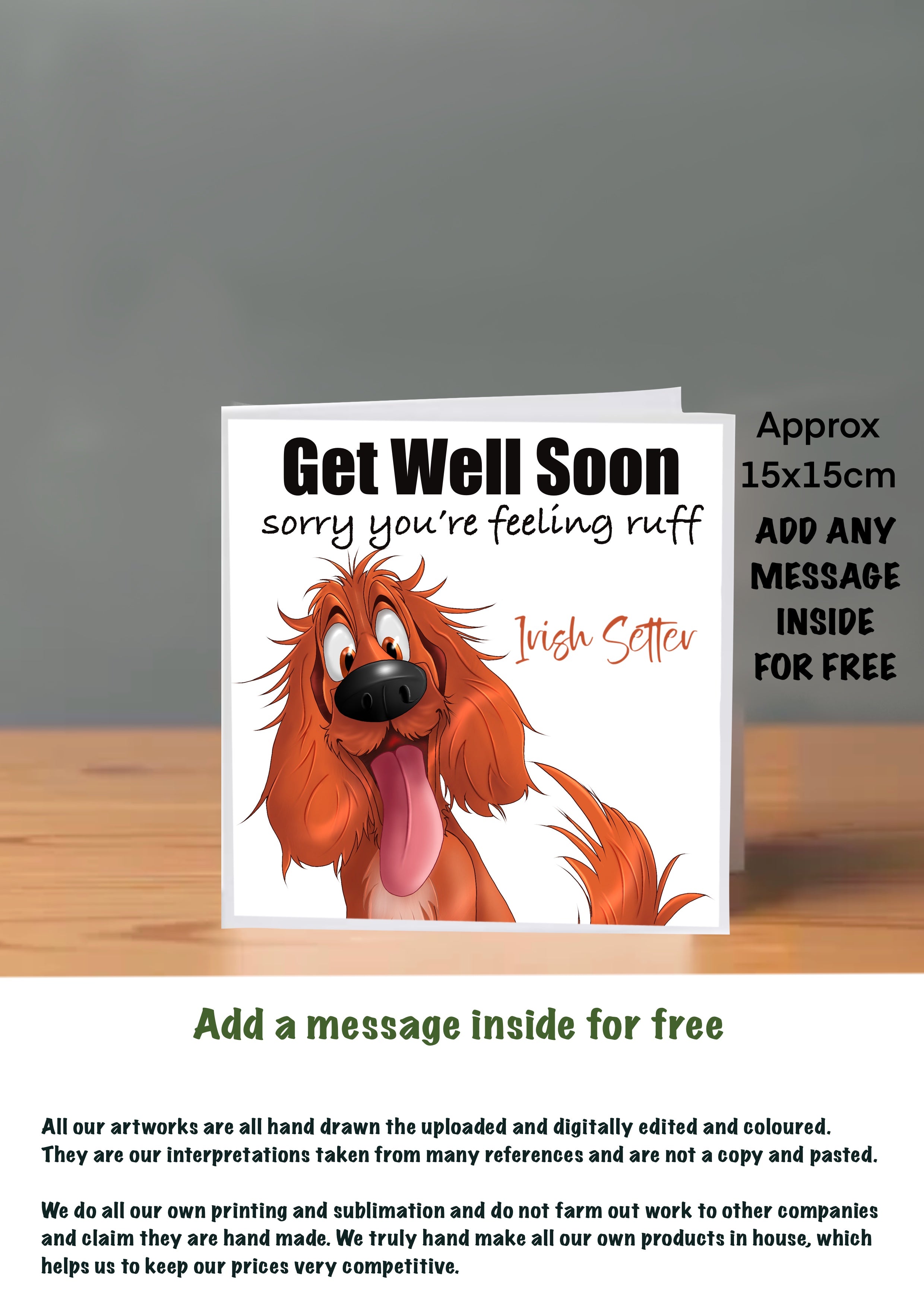 Dog Get Well Soon Cards 15x15 Irish Setter