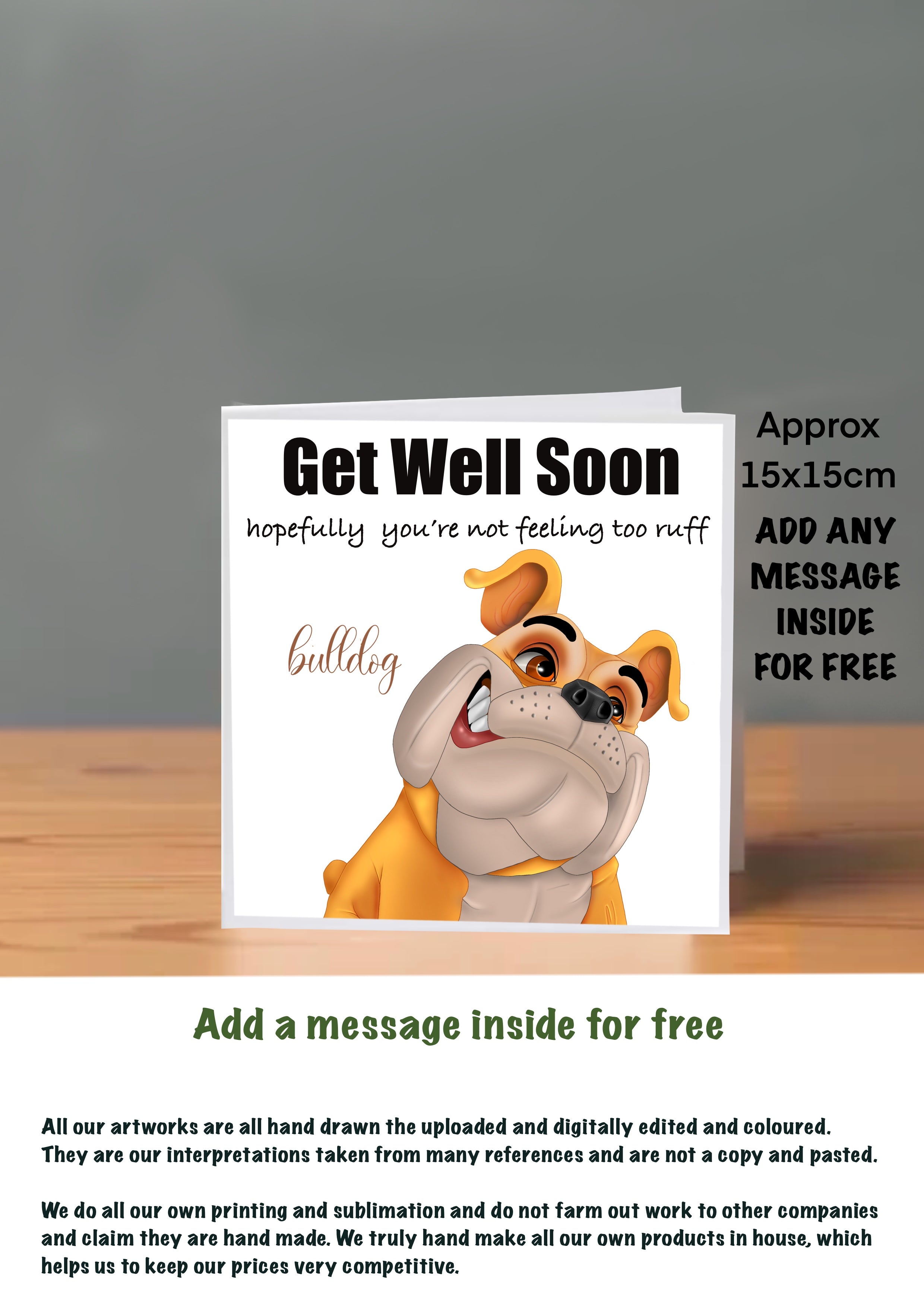 Dog Get Well Soon Cards 15x15 bulldog (Copy)