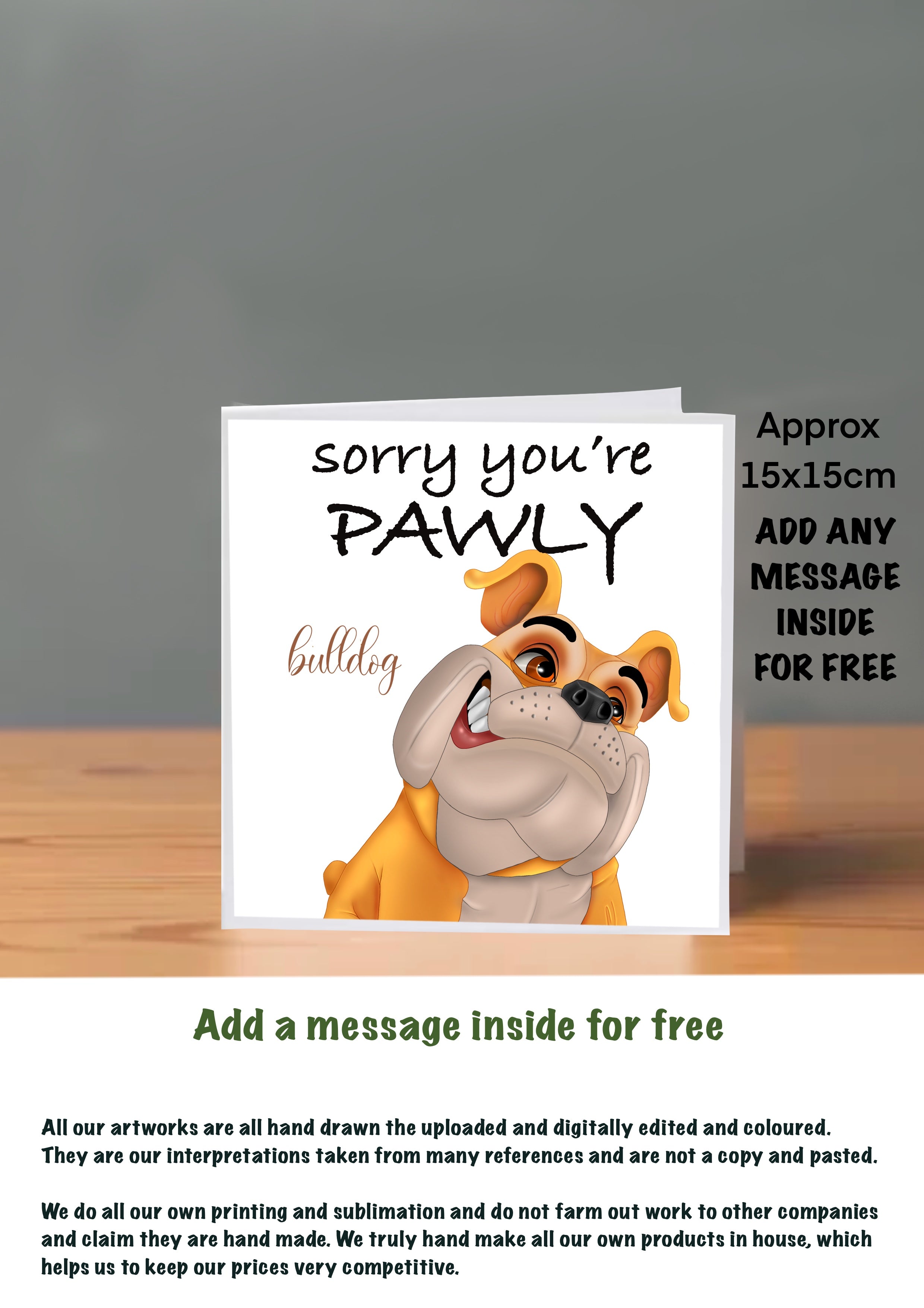 Dog Get Well Soon Cards 15x15 bulldog