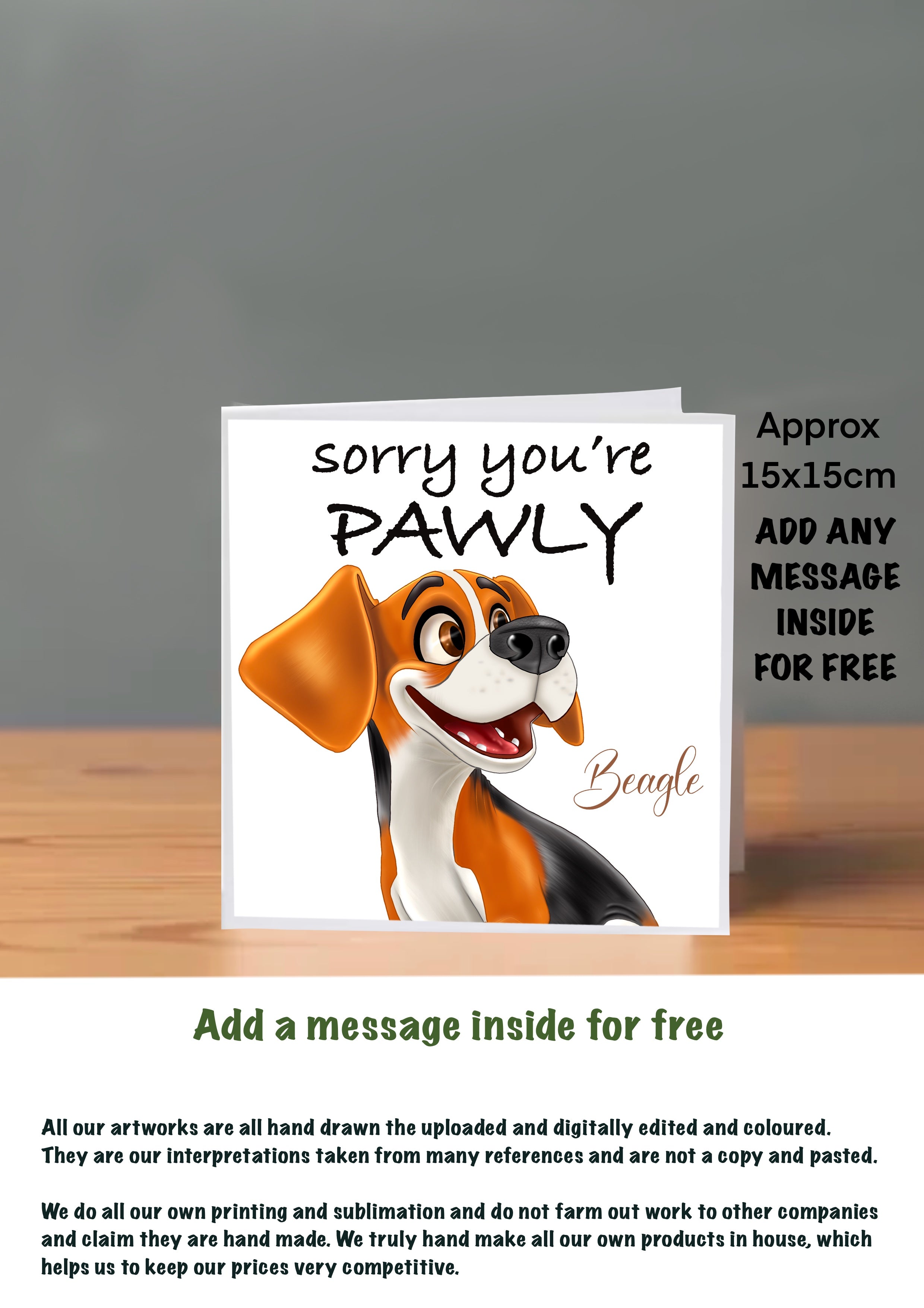 Dog Get Well Soon Cards 15x15 Beagle