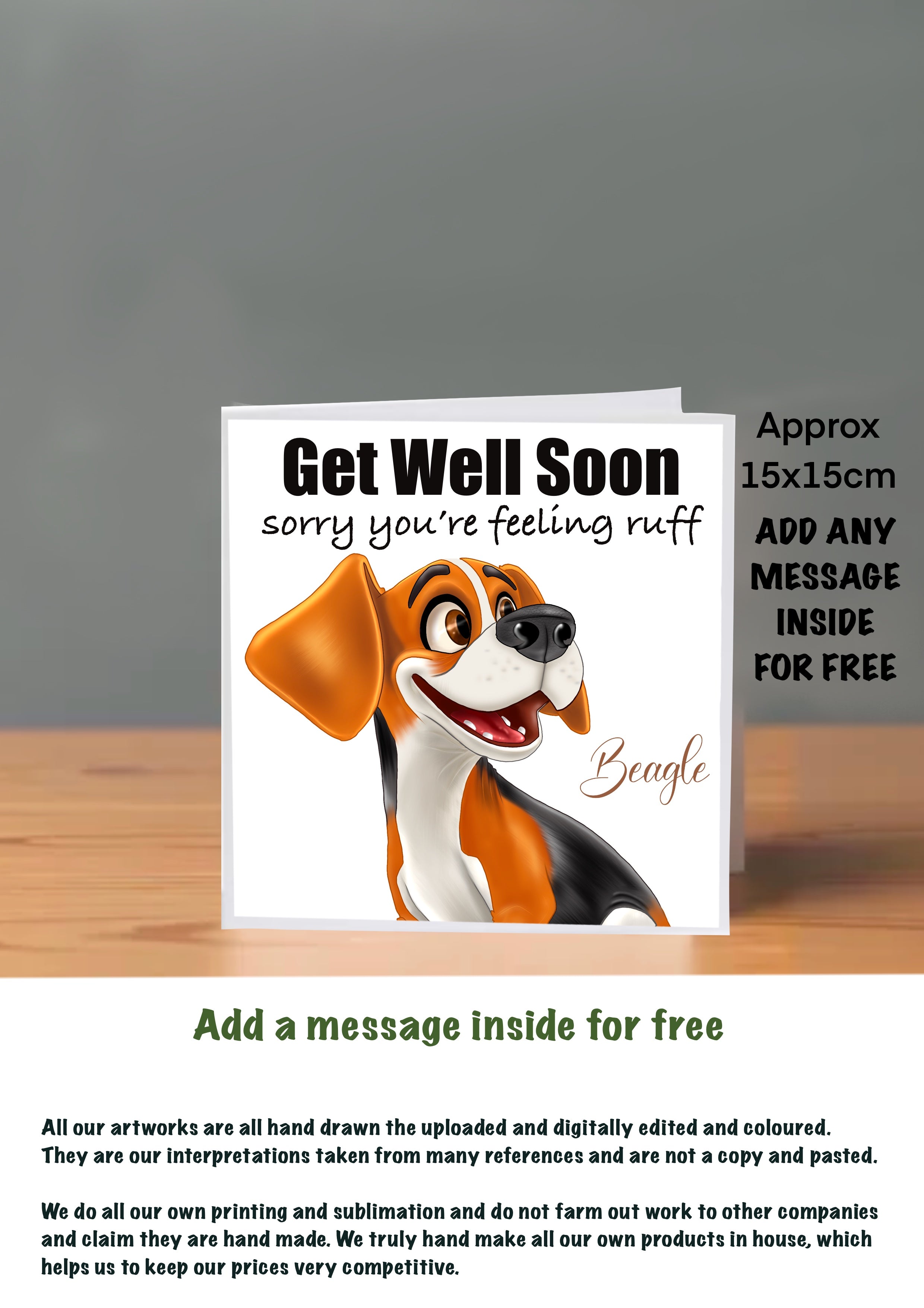 Dog Get Well Soon Cards 15x15 Beagle