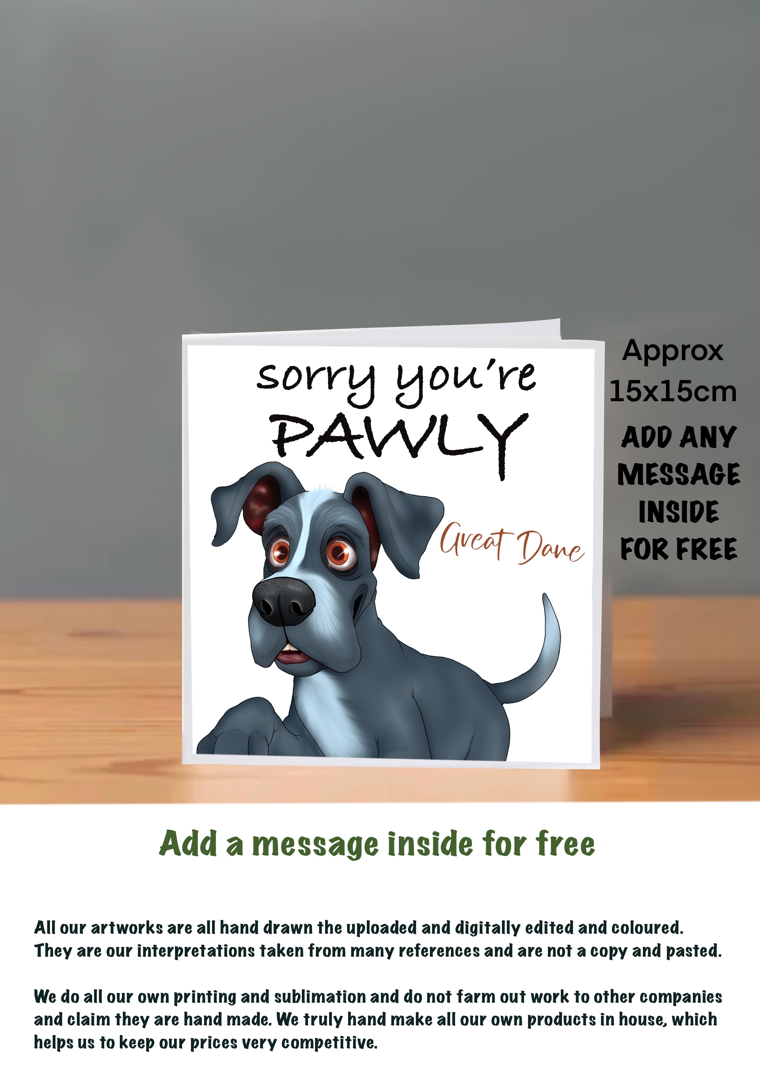 Dog Get Well Soon Cards 15x15 Great Dane
