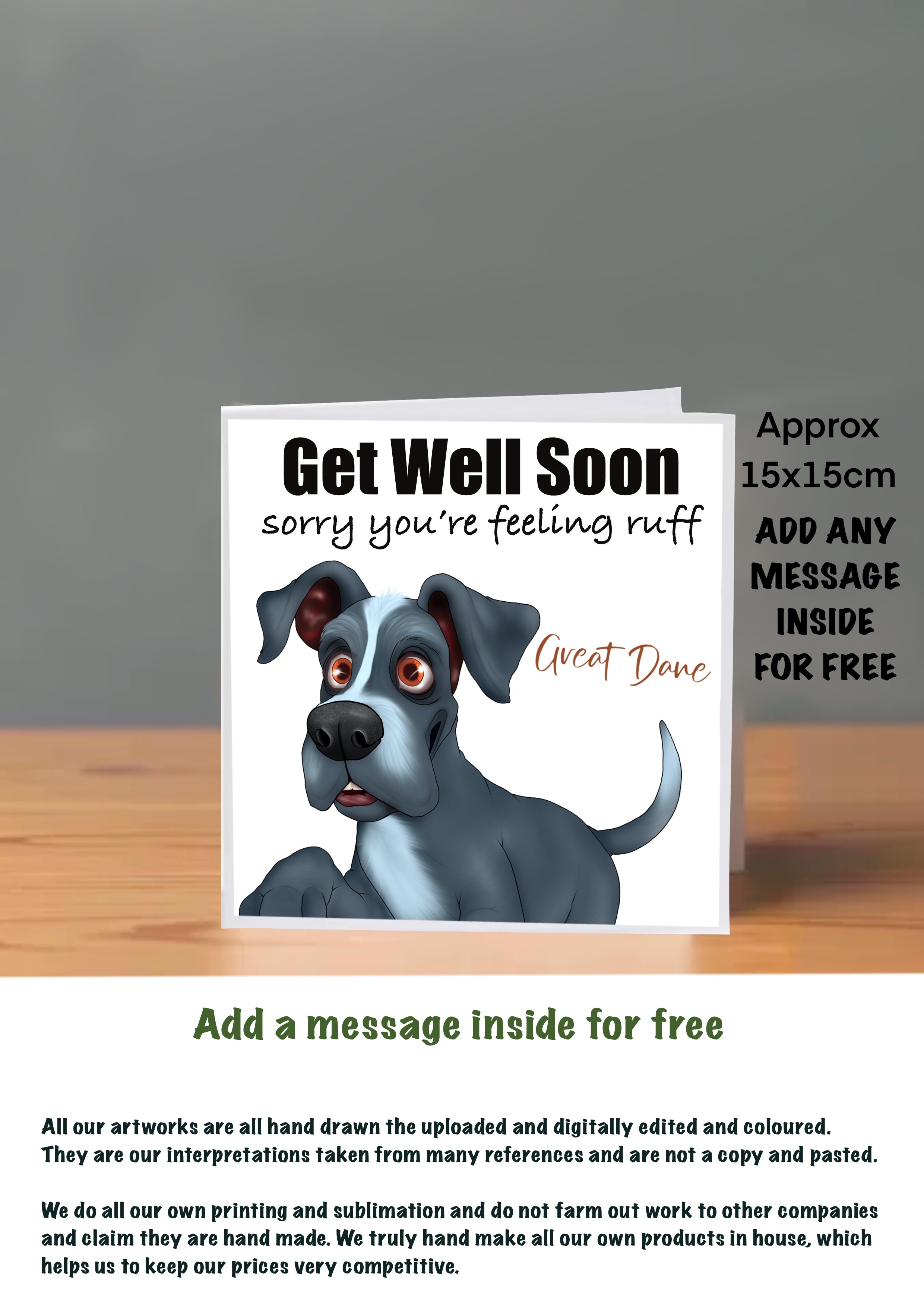 Dog Get Well Soon Cards 15x15 Great Dane