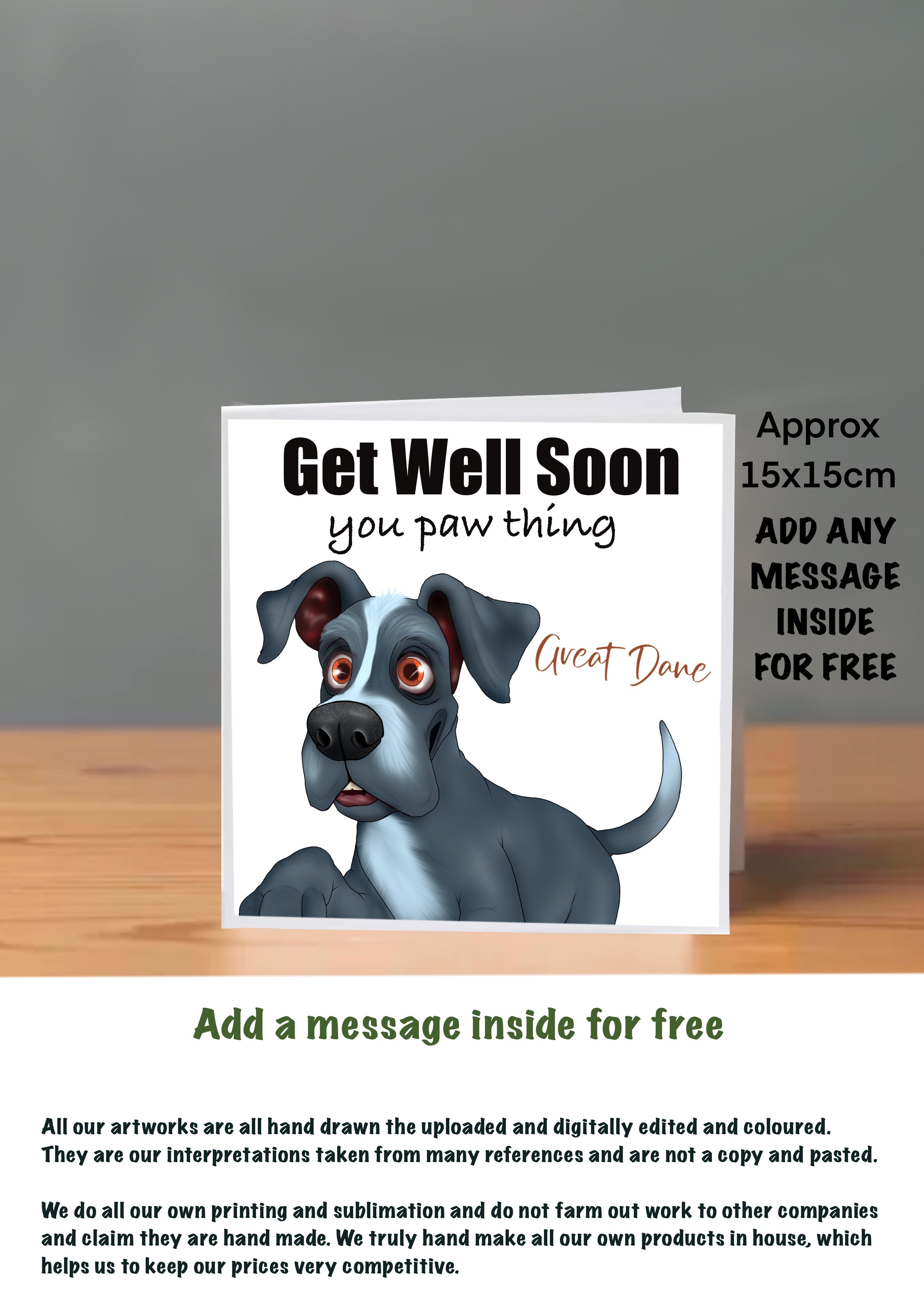 Dog Get Well Soon Cards 15x15 Great Dane