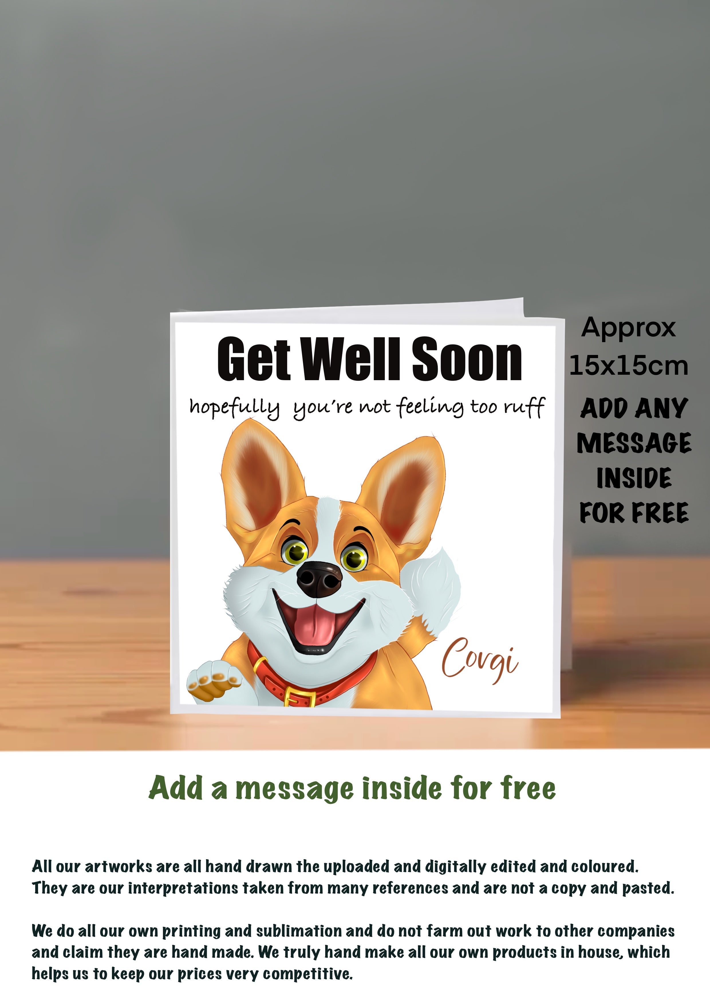 Dog Get Well Soon Cards 15x15 Corgi