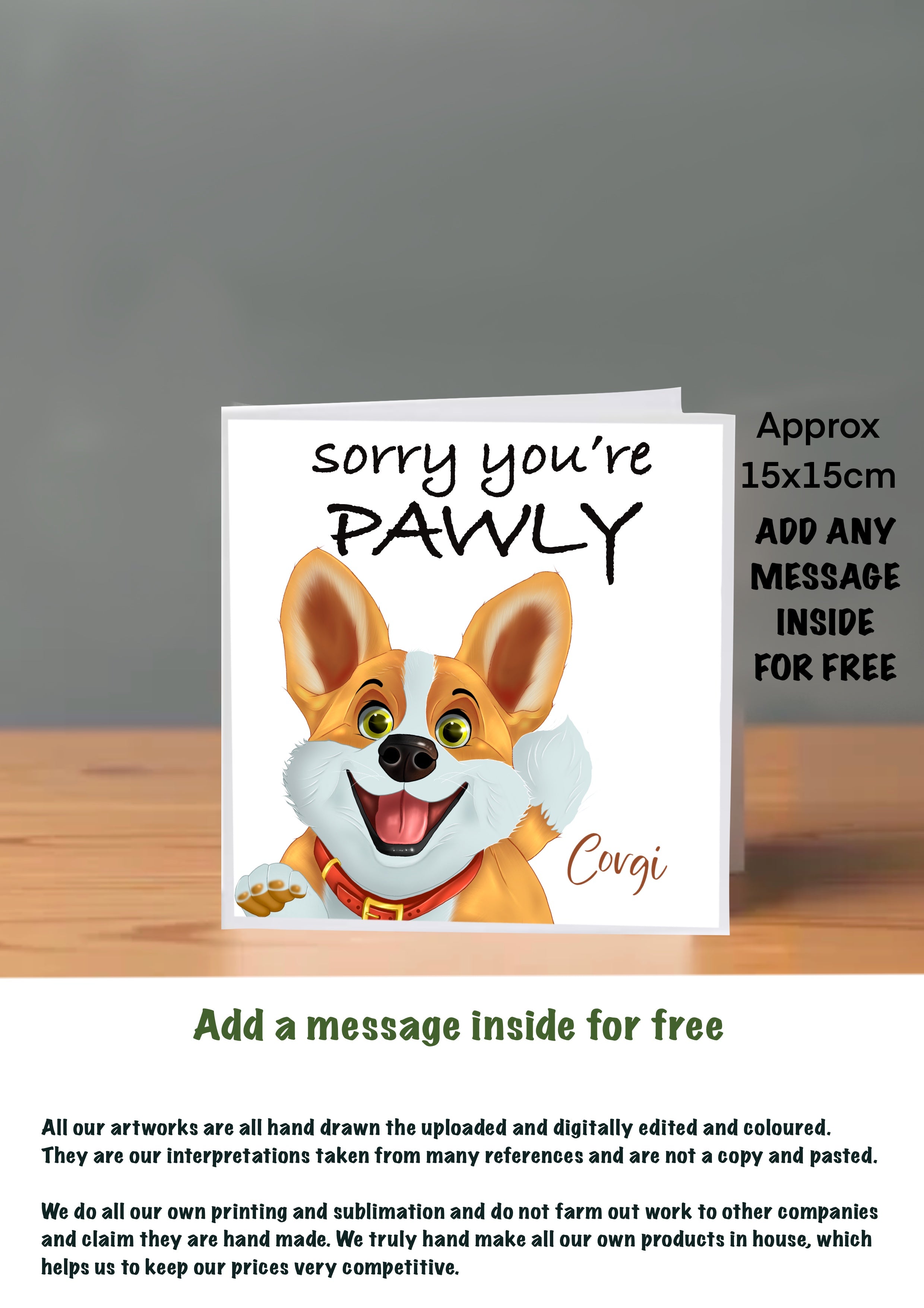 Dog Get Well Soon Cards 15x15 Corgi