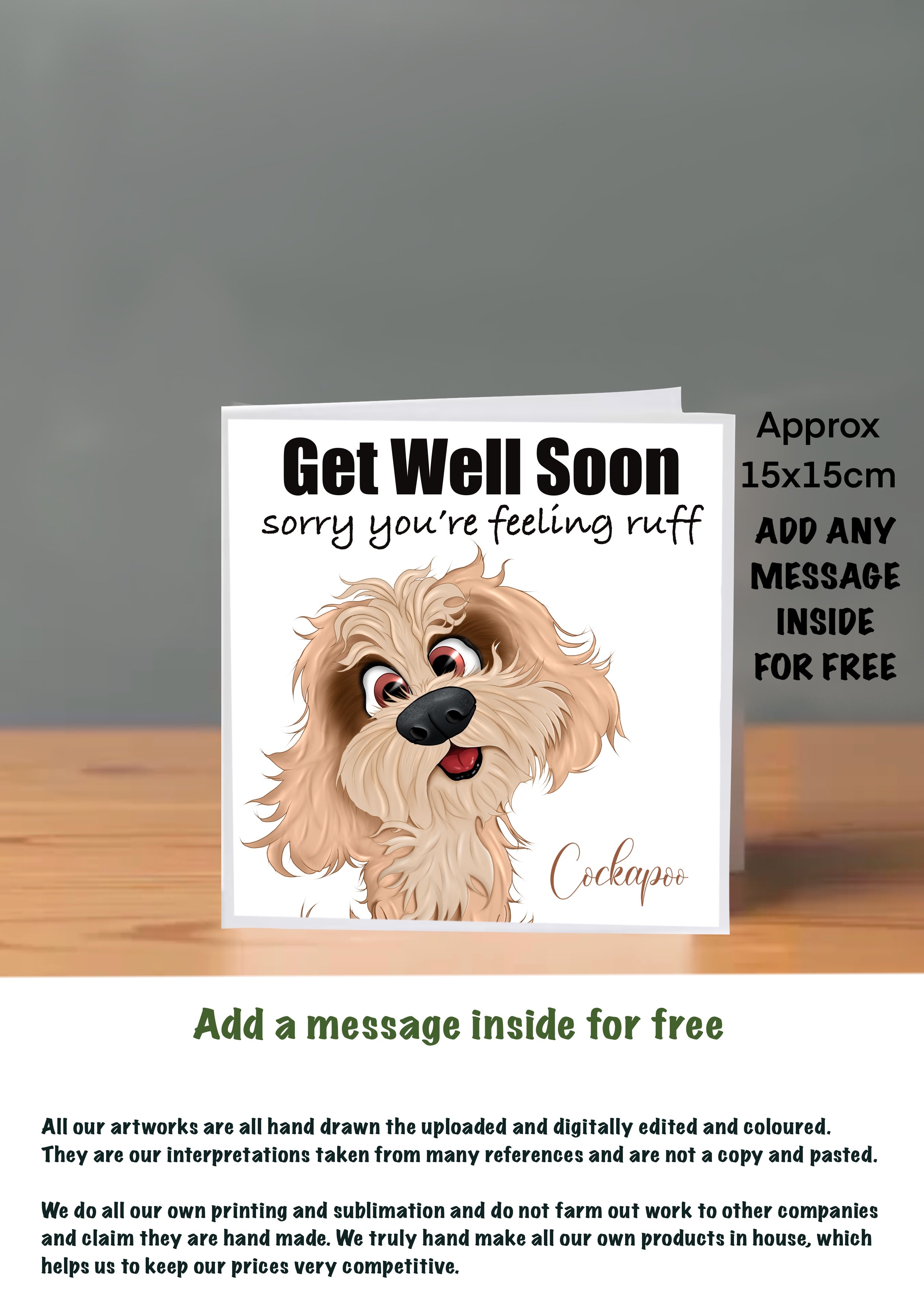 Dog Get Well Soon Cards 15x15 Cockapoo