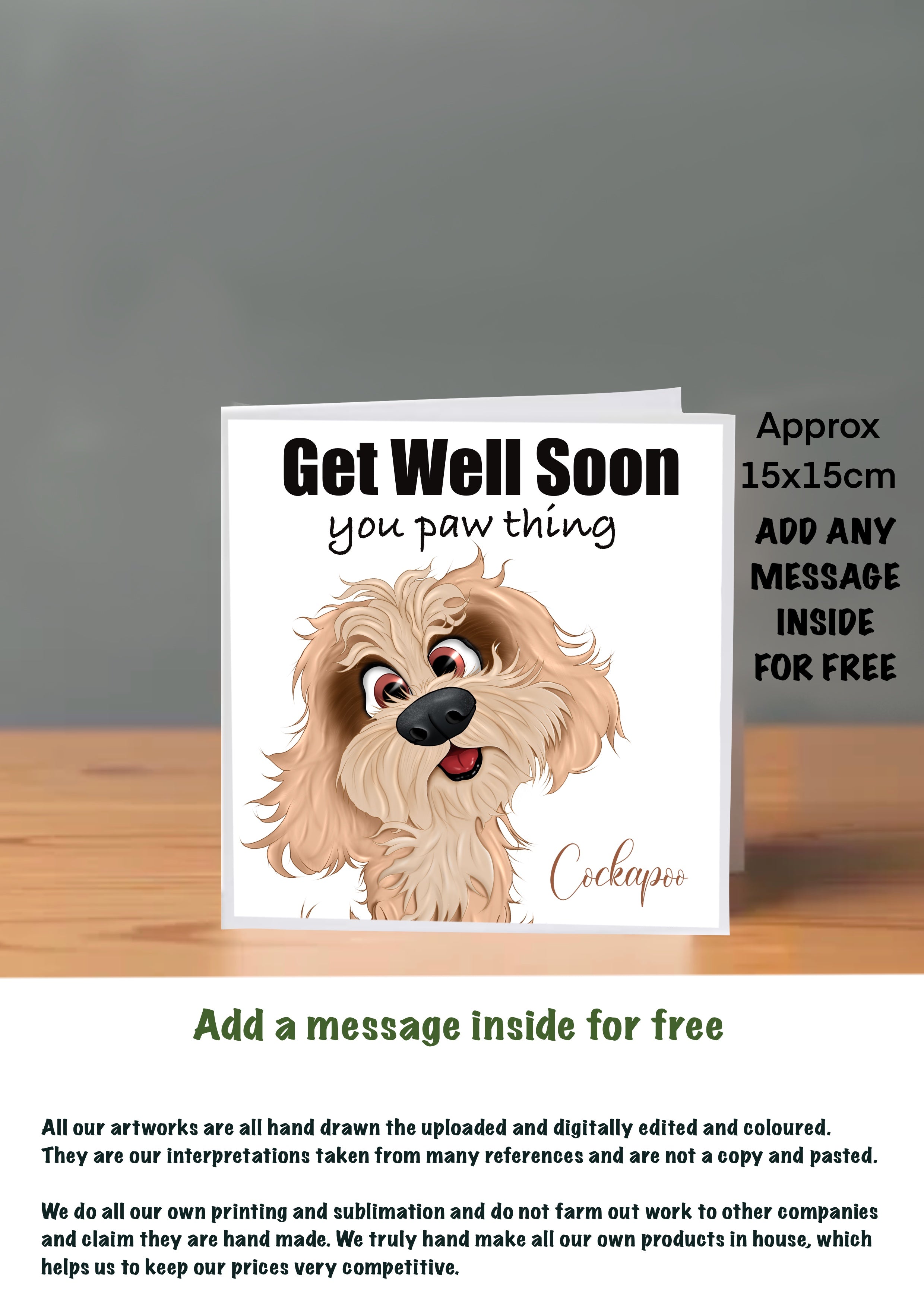 Dog Get Well Soon Cards 15x15 Cockapoo