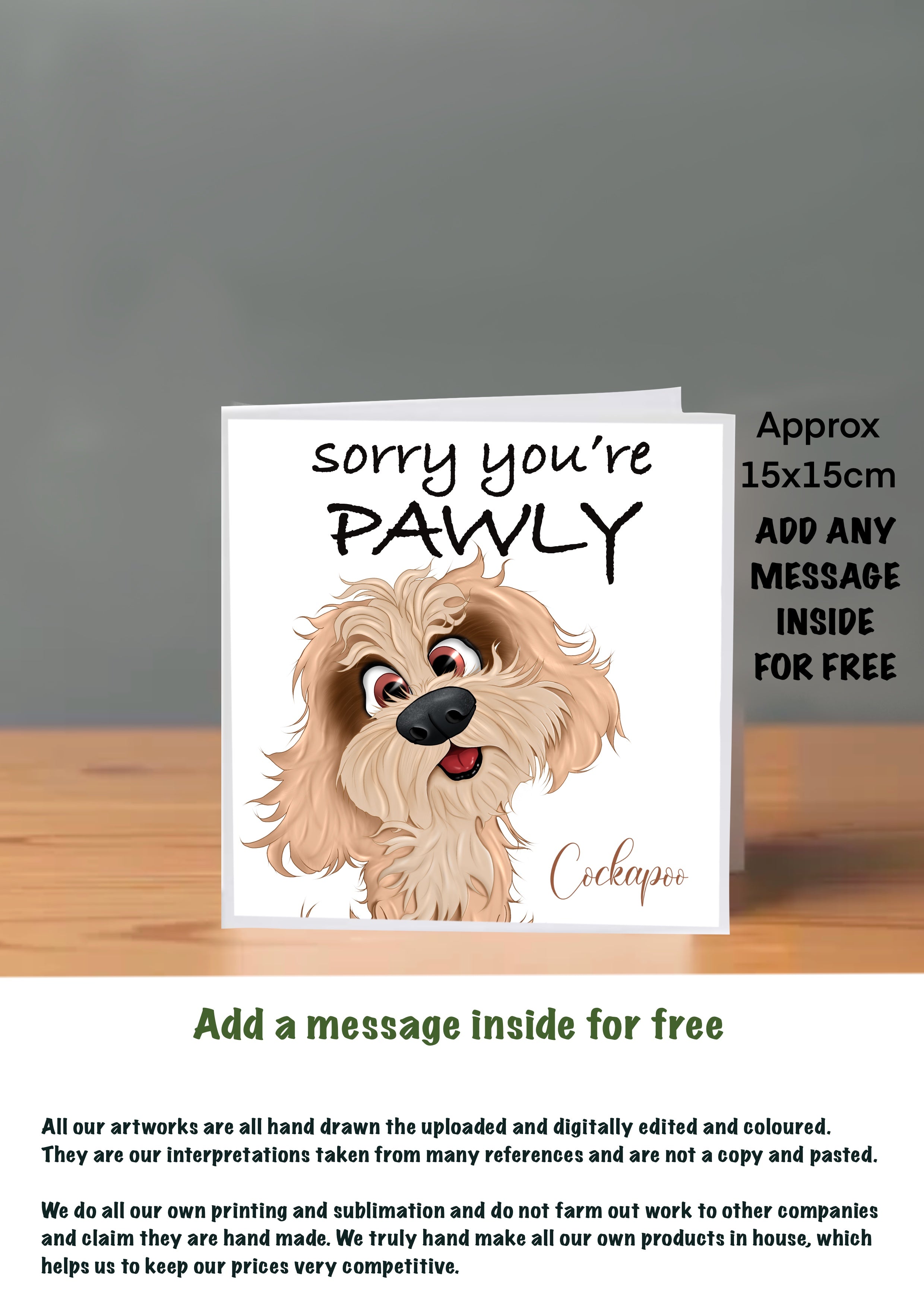 Dog Get Well Soon Cards 15x15 Cockapoo