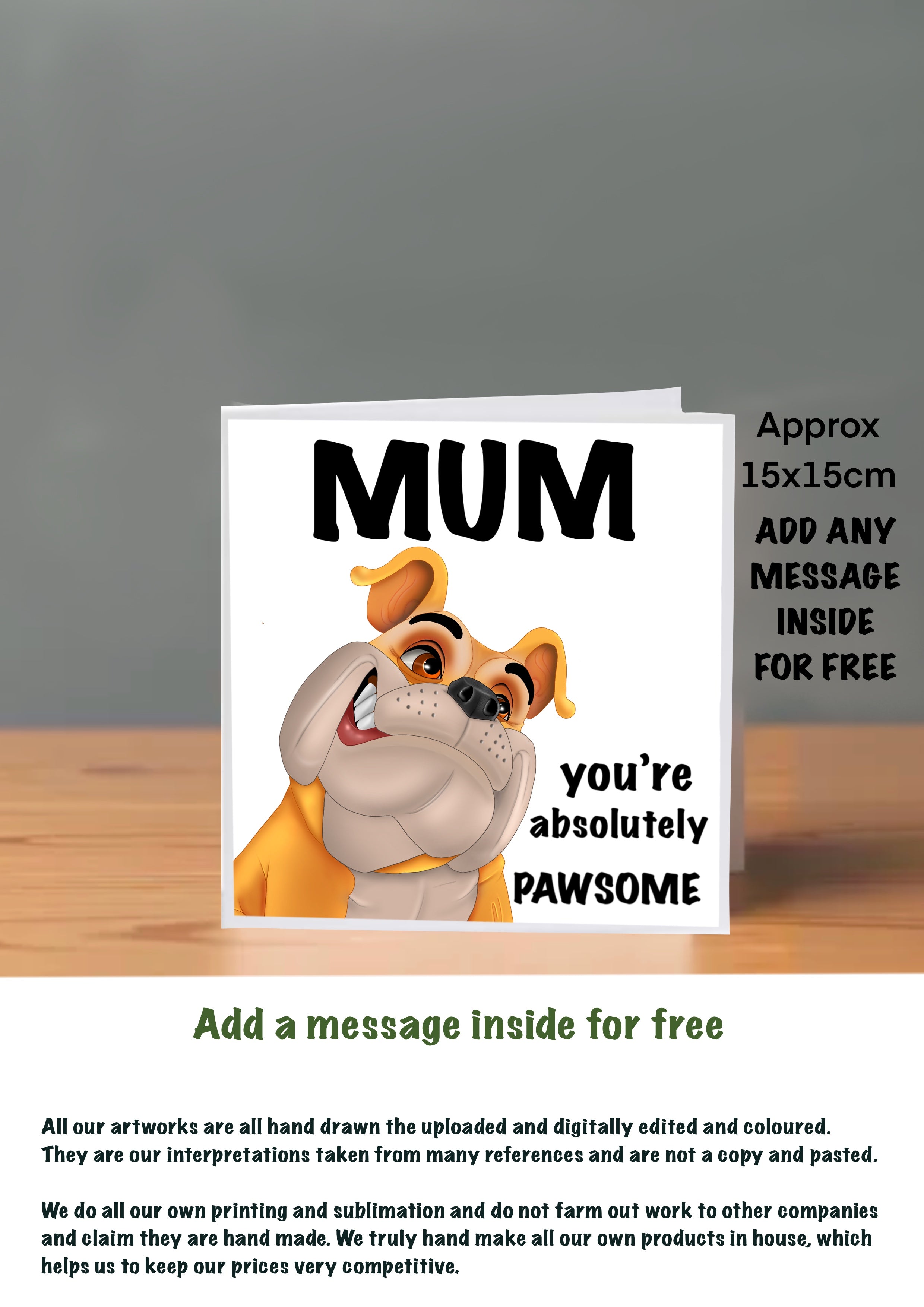 Dog Cards 15x15 for Mum
