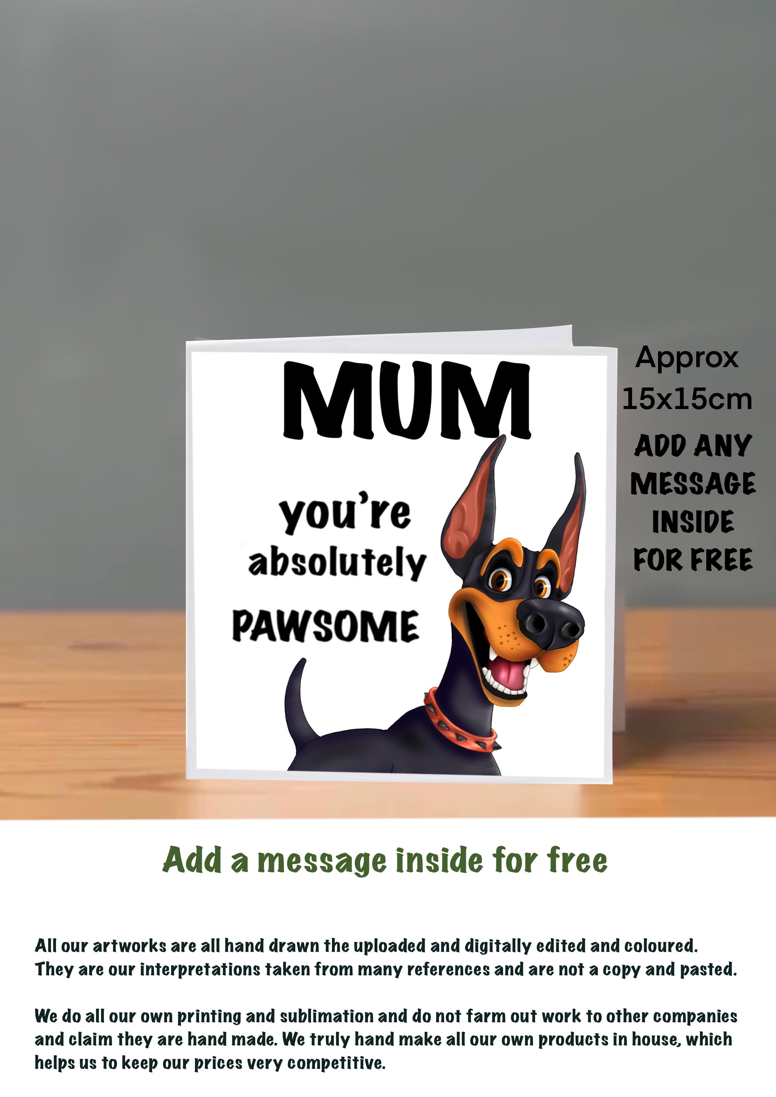 Dog Cards 15x15 for Mum