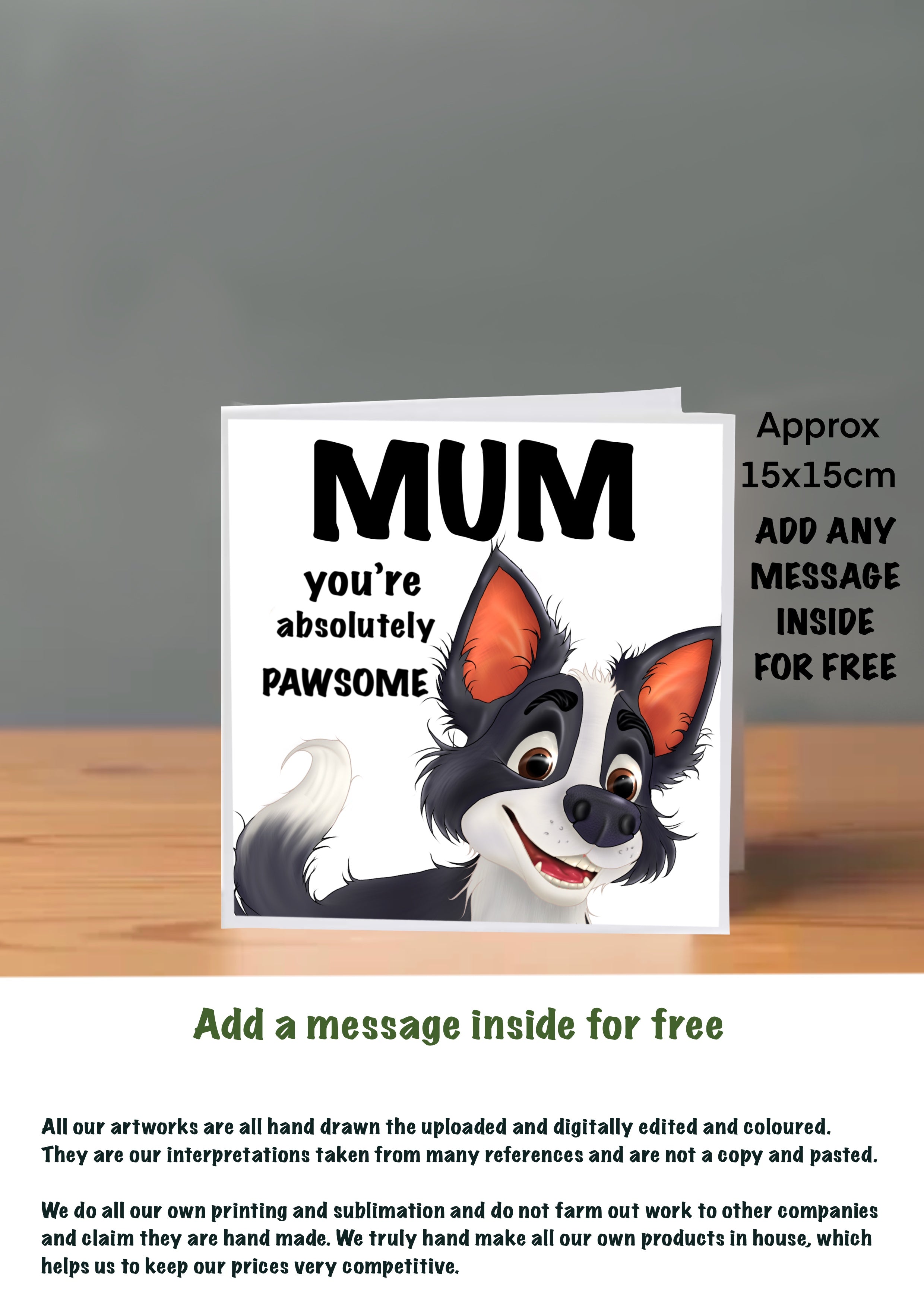 Dog Cards 15x15 for Mum